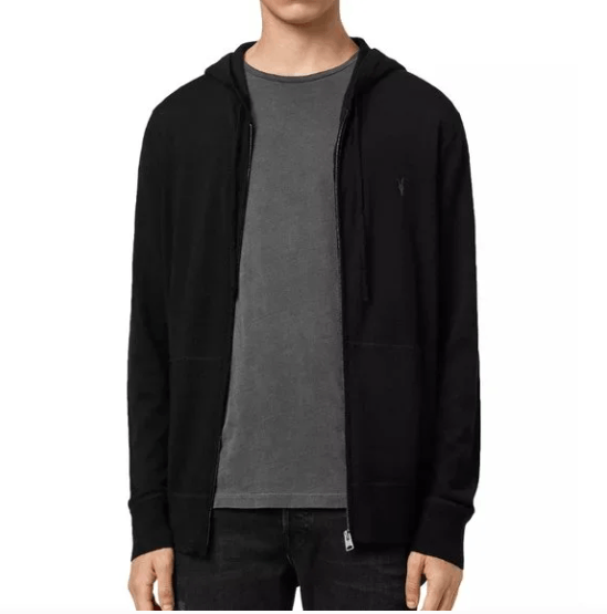 image of Allsaints Mode Merino Zip Hoodie - Xs in Black, Men's