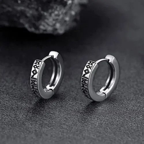 Designer × Jewelry Norwegian Viking Rune Hoop Earrings Size ONE SIZE - 1 Thumbnail