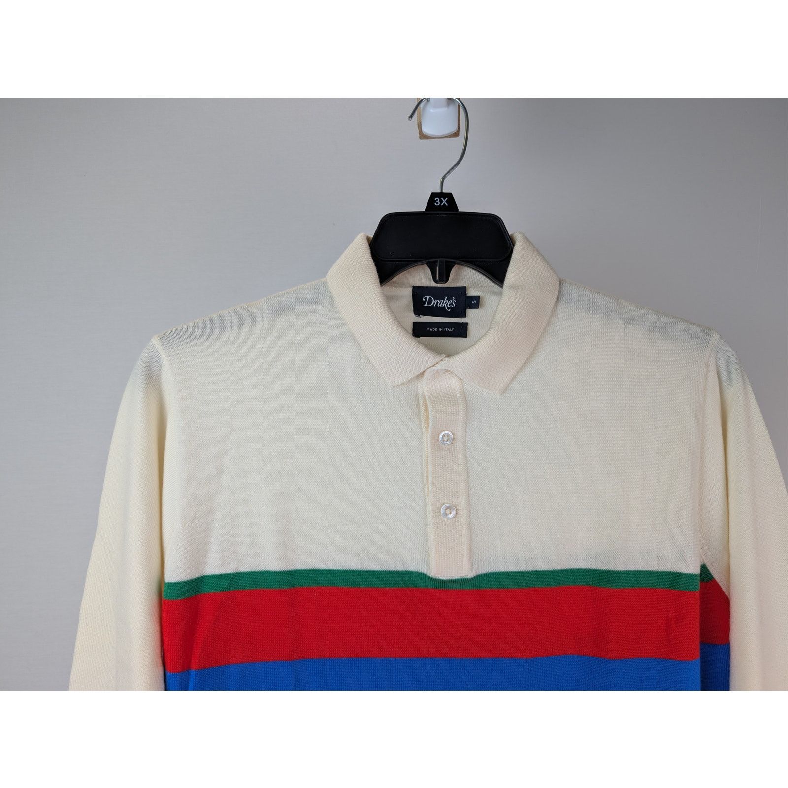 Drake's o1rshd1 CC20 stripe extrafine merino wool rugby polo sweater Size US S / EU 44-46 / 1 - 3 Thumbnail