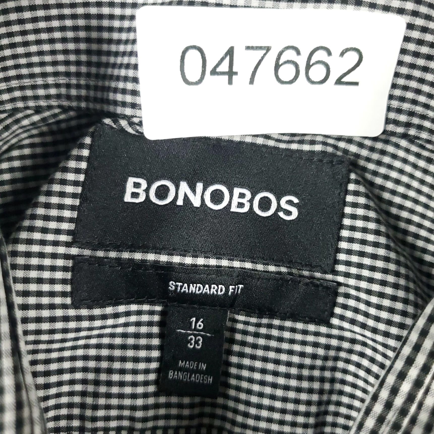 Bonobos Bonobos Shirt Mens Size 16 Gray Check Dress Button Up Long Sleeve Non-Iron Cotton Size 42R - 6 Thumbnail