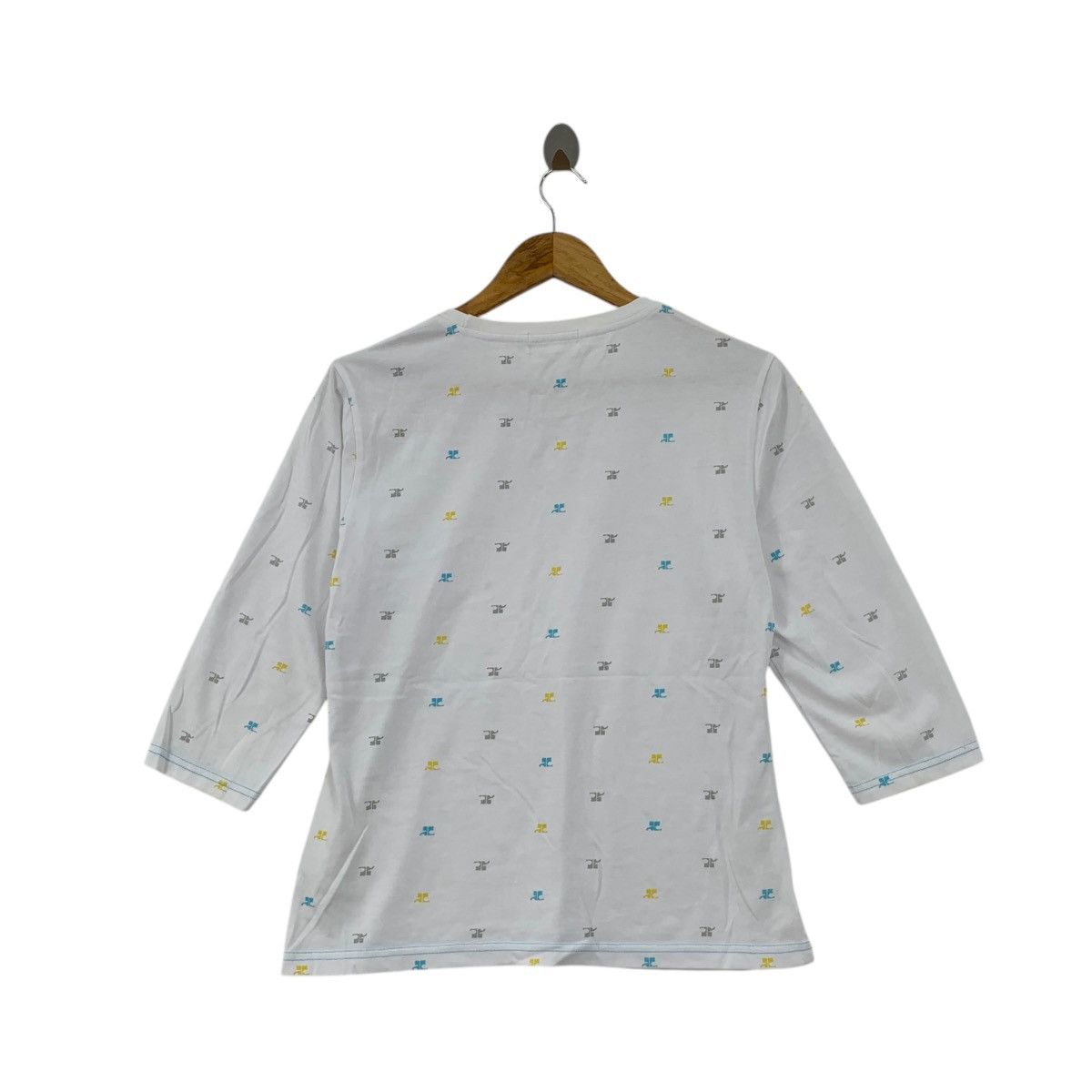 Courreges Vintage COURREGES PARIS MONOGRAM Over Print Tee Shirt Top Size S / US 4 / IT 40 - 5 Thumbnail