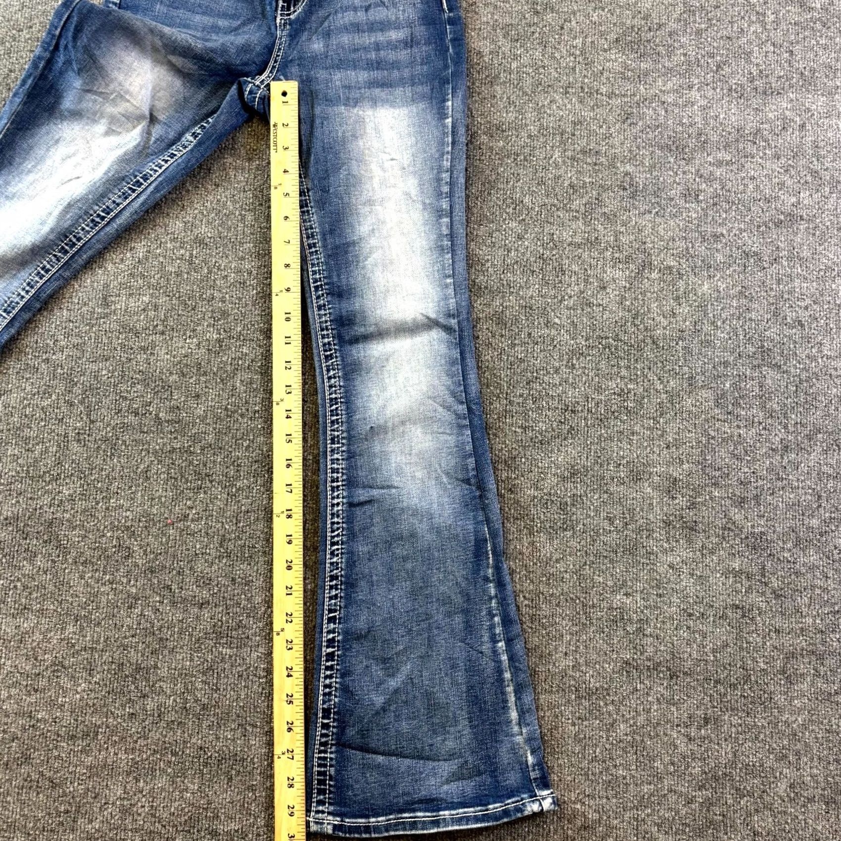 Denime Love Soho Jeans Women's 1 Blue Denim Bootcut Zip Fly Rhinestone 30in Inseam 5-Pocket Regular Fit Jeans Size 25" / US 0 / IT 36 - 4 Thumbnail