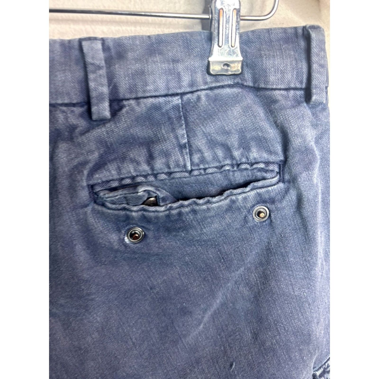 Peter Millar Peter Millar Shorts Mens 31 Blue Solid Hiking Flat Front Linen Blend 8" 6011 Size US 31 - 5 Thumbnail