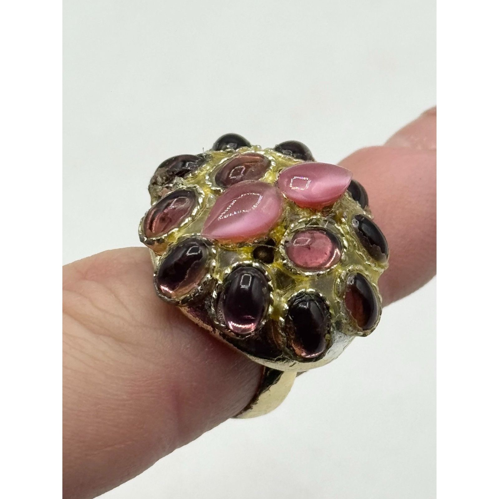 Vintage Vintage purple rhinestone adjustable cocktail ring Size ONE SIZE - 3 Thumbnail