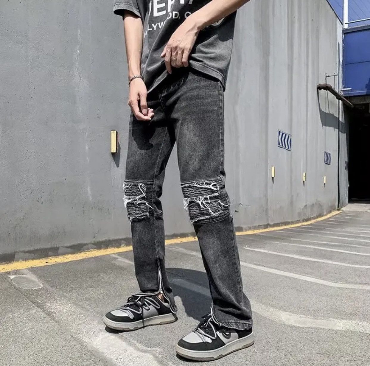 Denime × Jean Y2K Fashion Stretch Slim Ripped Jeans Pants Size US 34 / EU 50 - 3 Thumbnail