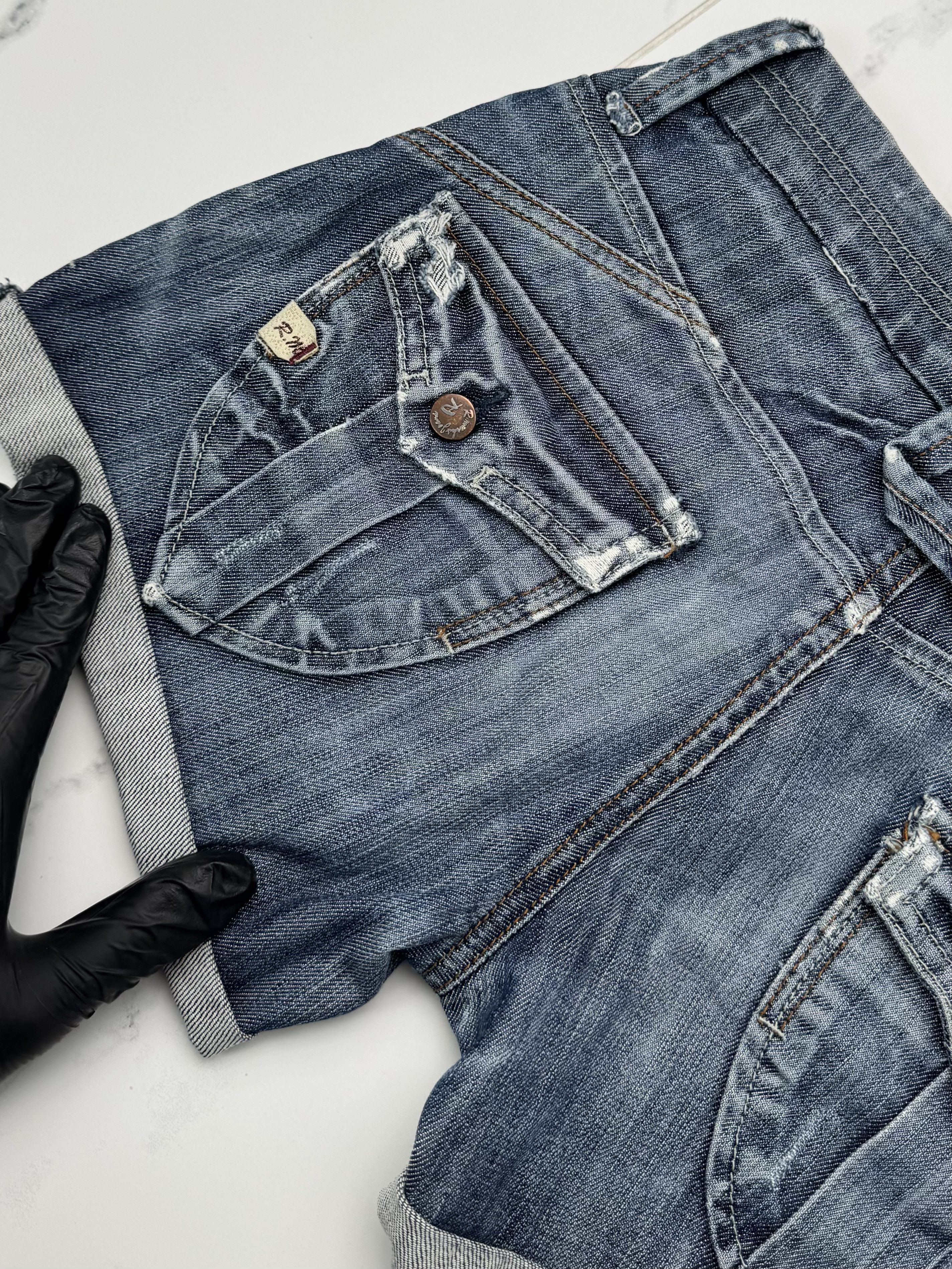 Vintage Women Blue Denim Shorts Y2K Vintage Low Waist Rolled Hem Size 25" / US 0 / IT 36 - 7 Thumbnail
