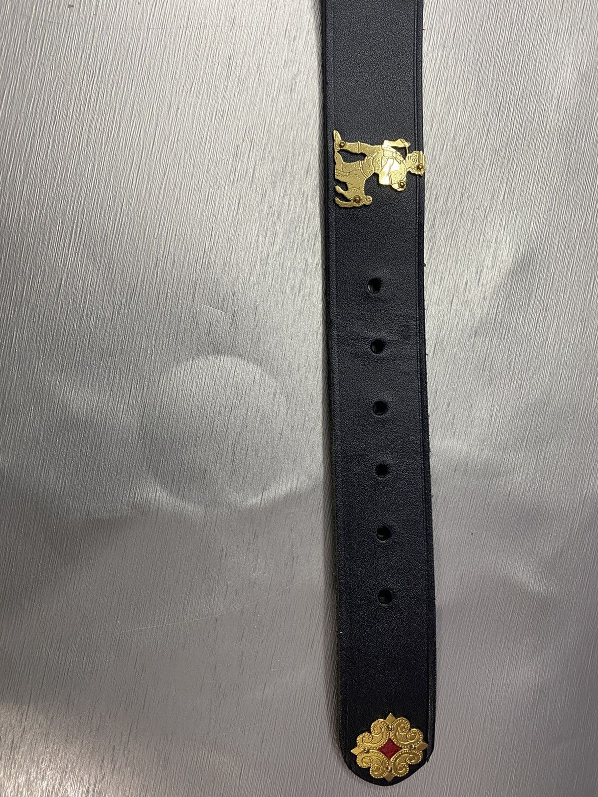 Etro × Vintage Unisex ETRO LEDER GURTEL Gold Kuh Sonne Rar Size ONE SIZE - 8 Thumbnail