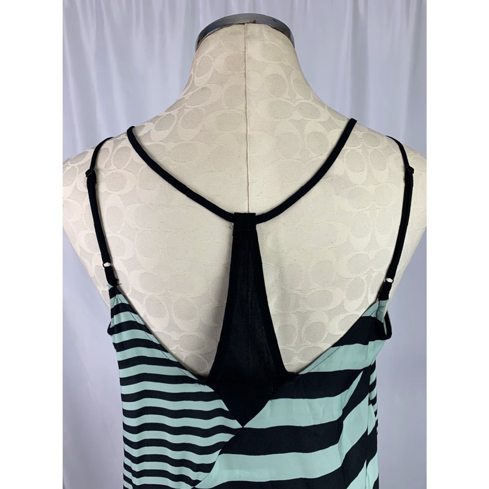 Urban Outfitters VINTAGE Large Silence + Noise Urban Outfitters Slip Dress Women's Stripe Moss Sheer Size L / US 10 / IT 46 - 5 Thumbnail