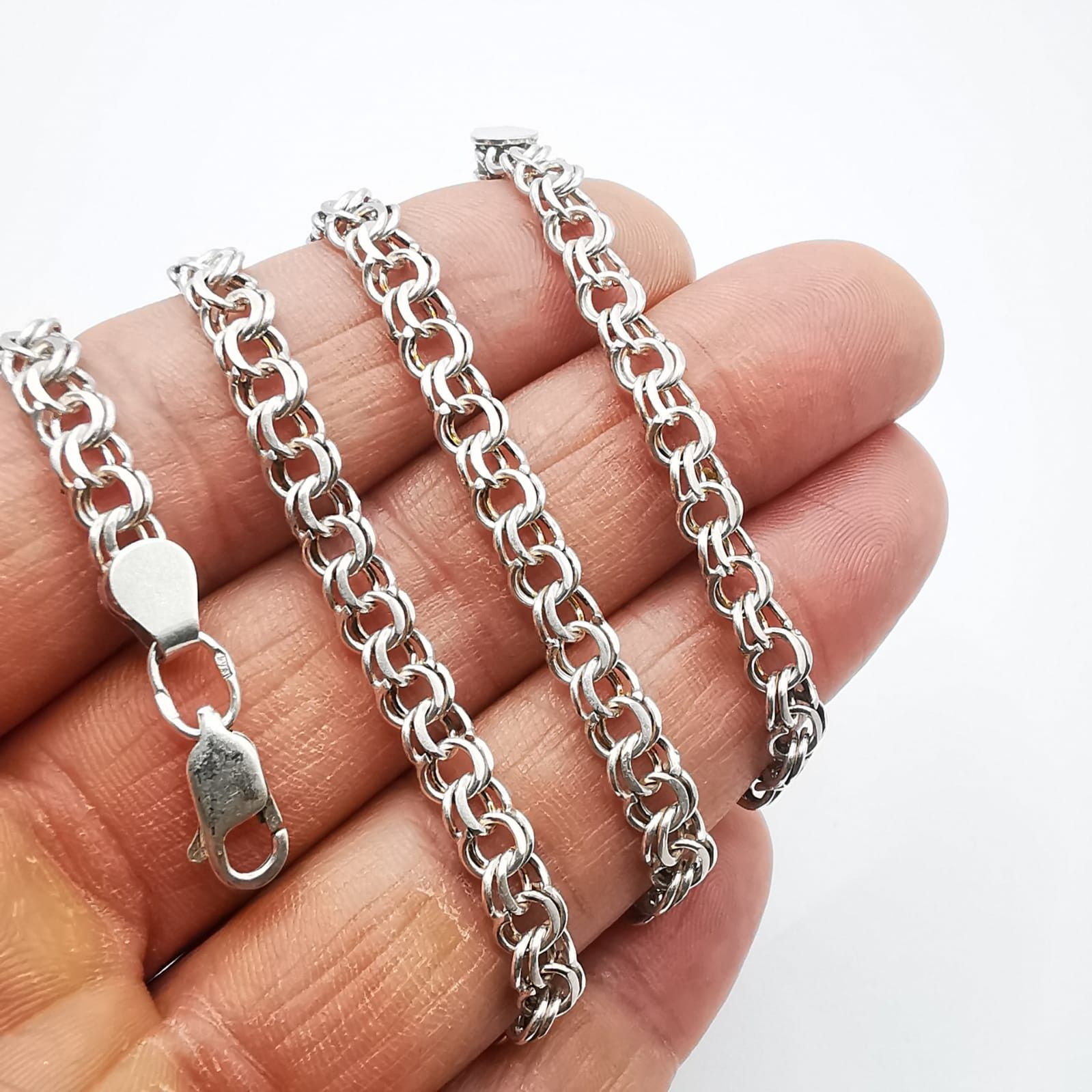 Sterling Silver Vintage Statement Jewelry Chain, 925 Sterling Silver 19,57g Size ONE SIZE - 7 Thumbnail