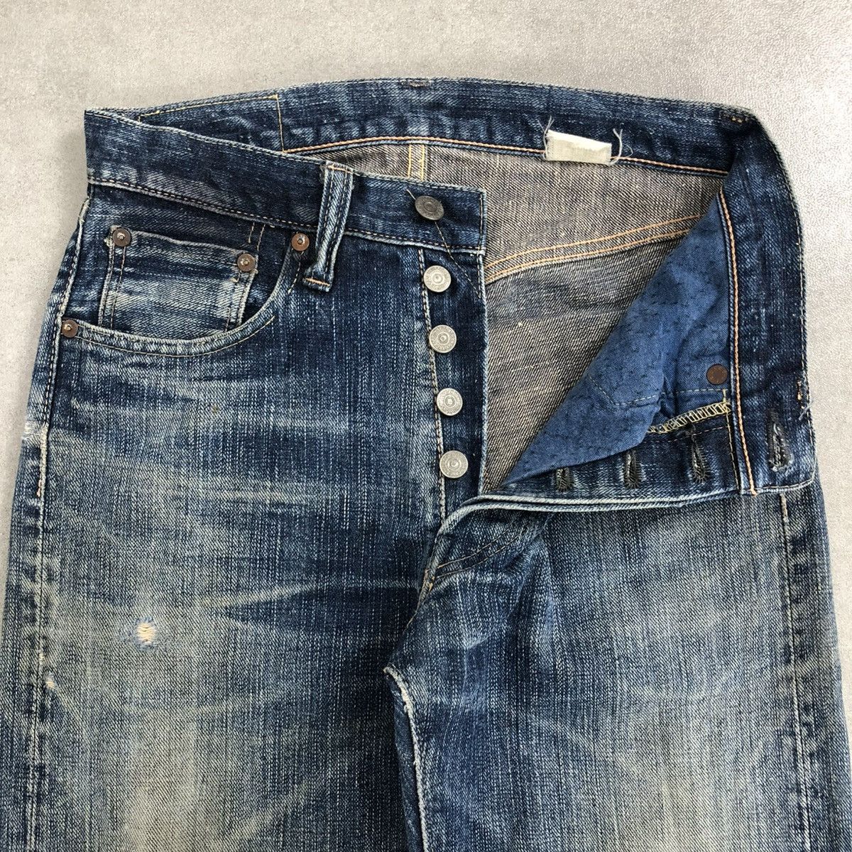 Japanese Brand × Sugar Cane 🇯🇵 Vintage Sugar Cane Onikiwa Distressed Faded Selvedge Jeans Size US 27 - 6 Thumbnail
