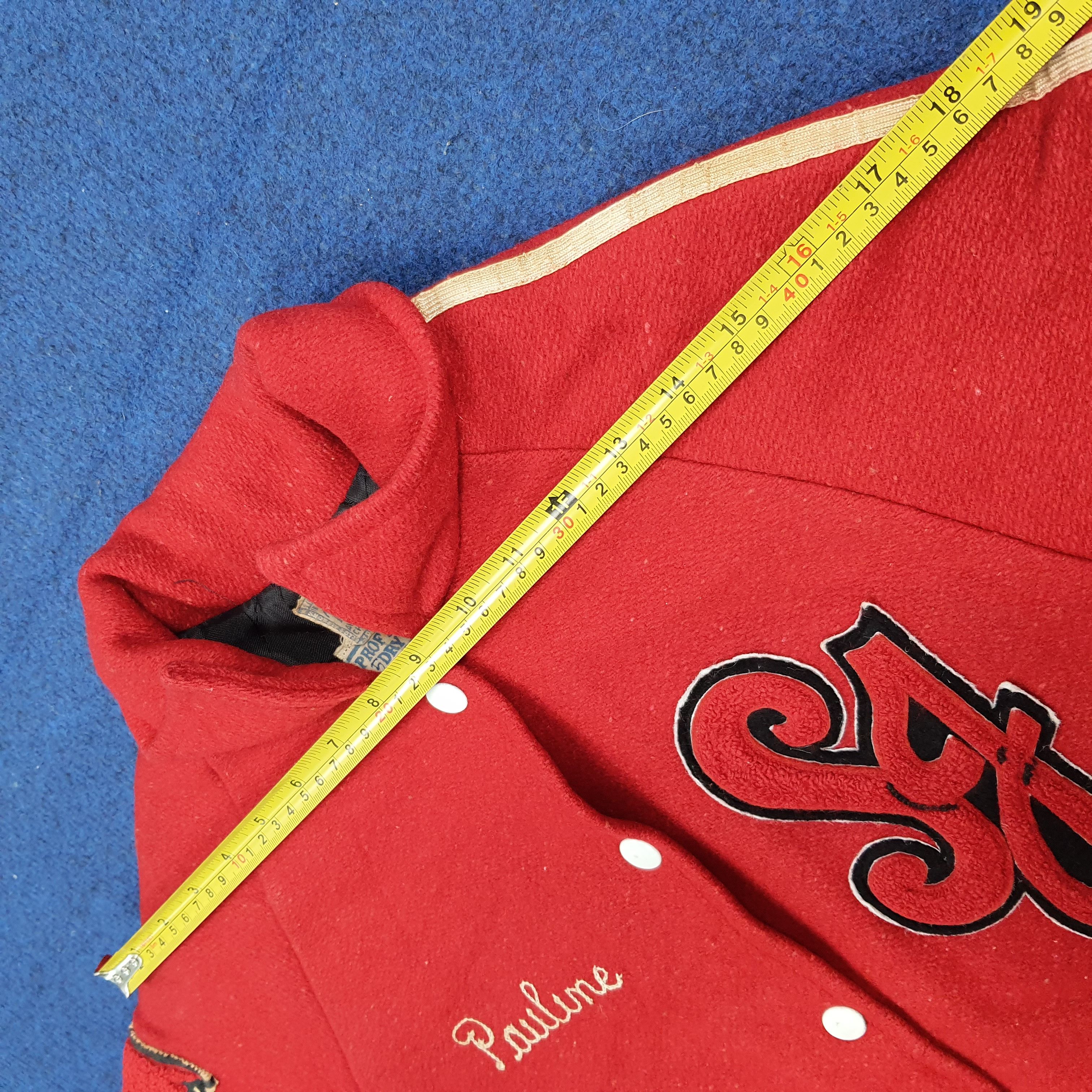 Vintage Vintage 70s Melville Letterman Jacket Red Wool Jacket C304N8 Size US S / EU 44-46 / 1 - 8 Thumbnail