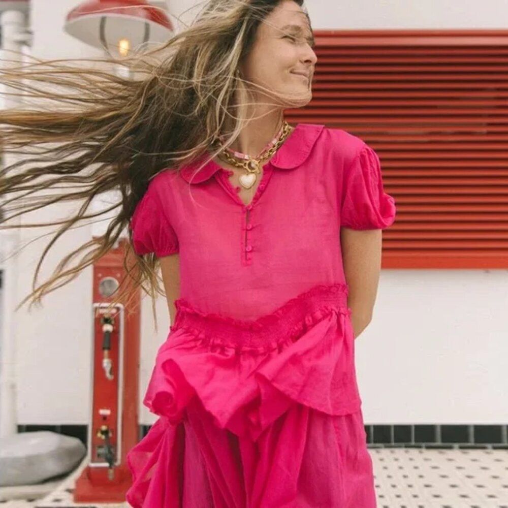 Other New Kimchi Blue Maria Collared Pink Cotton Mini Dress Size Size XS / US 0-2 / IT 36-38 - 1 Thumbnail
