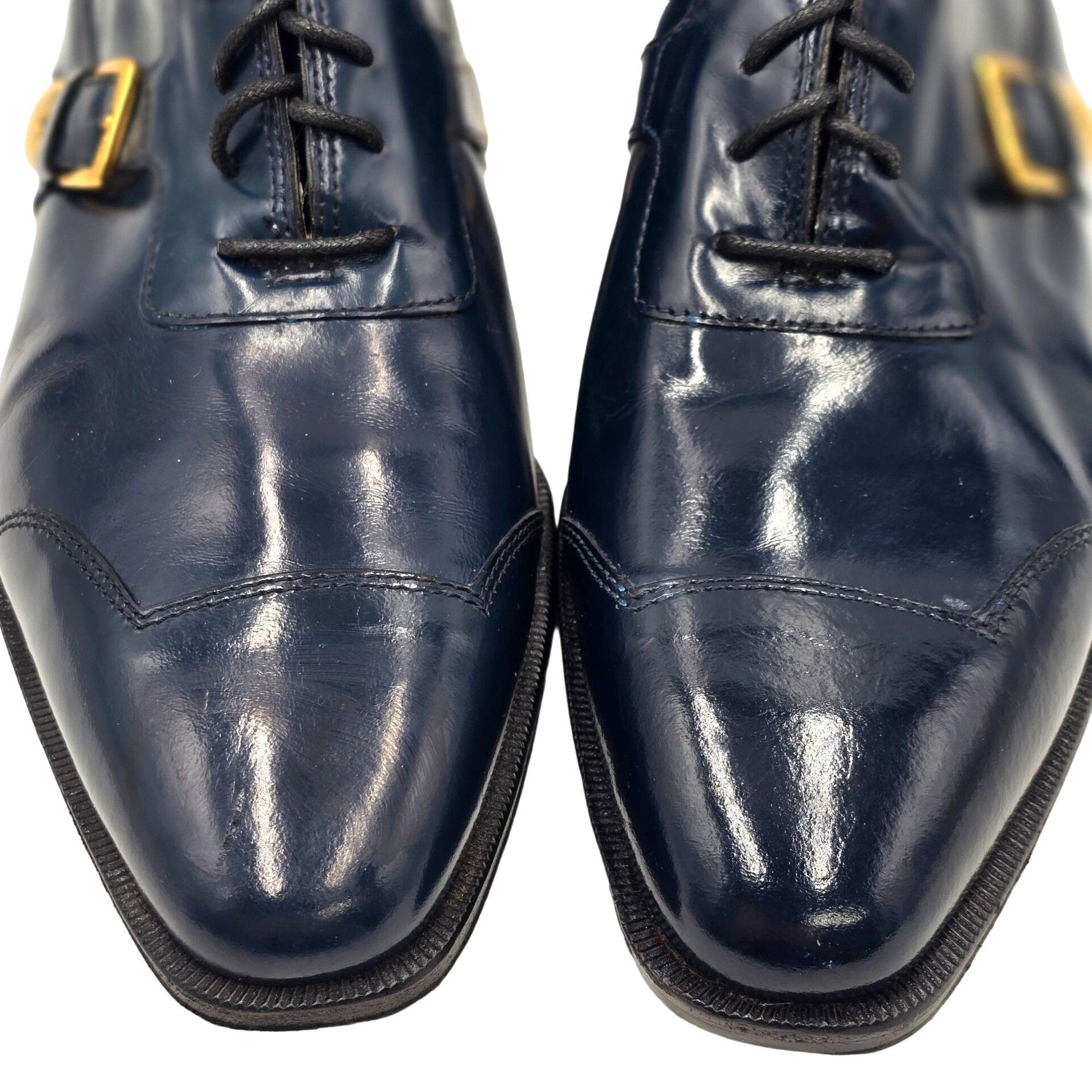 David Eden NEW Vintage David Eden Italy Blue Leather Dress Shoes Men 11 Size US 11 / EU 44 - 2 Thumbnail