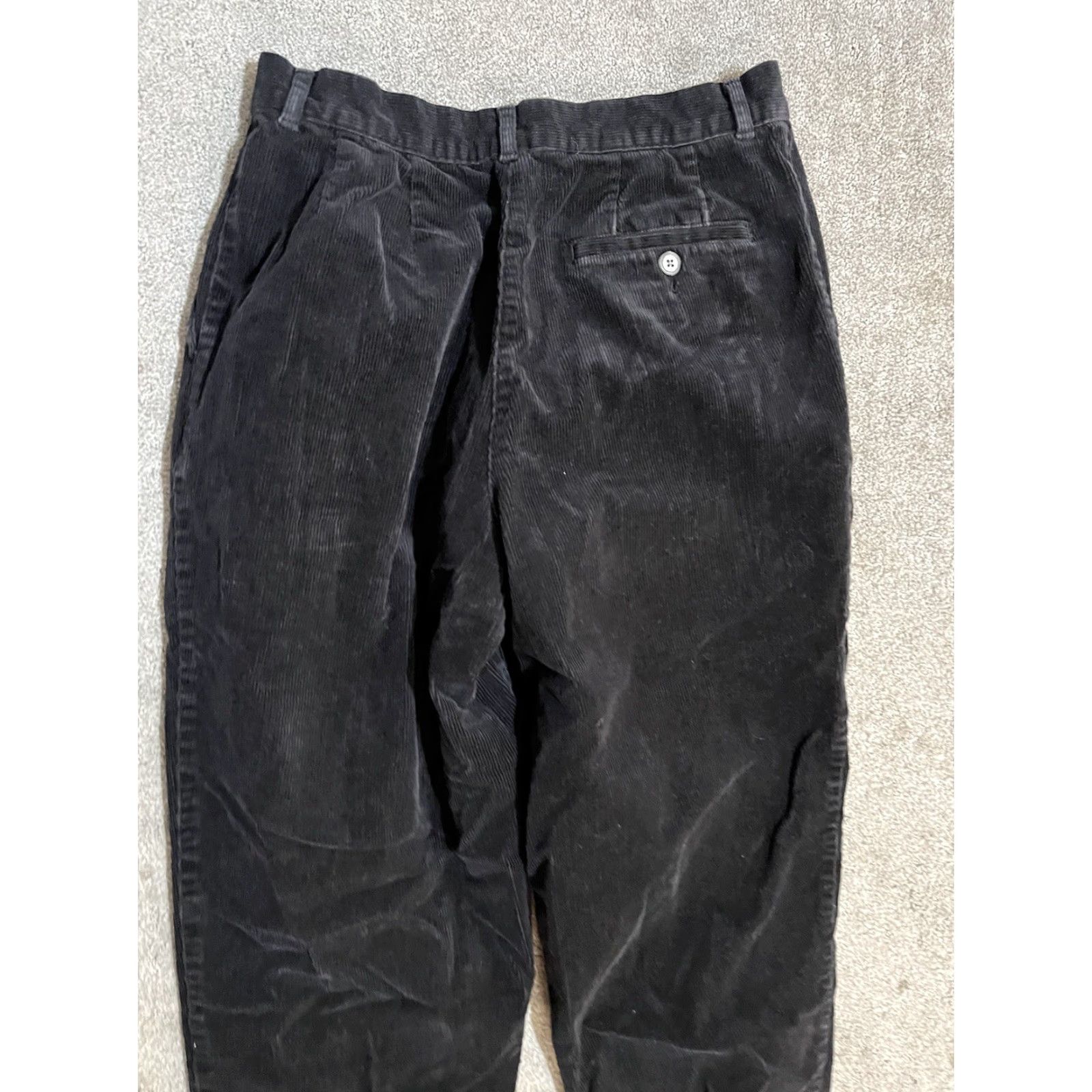 Vintage L.L. Bean Womens Pants Corduroy 10P Petite Black Tapered High Rise Classic Fit Adults Womens Size 32" / US 10 / IT 46 - 4 Thumbnail