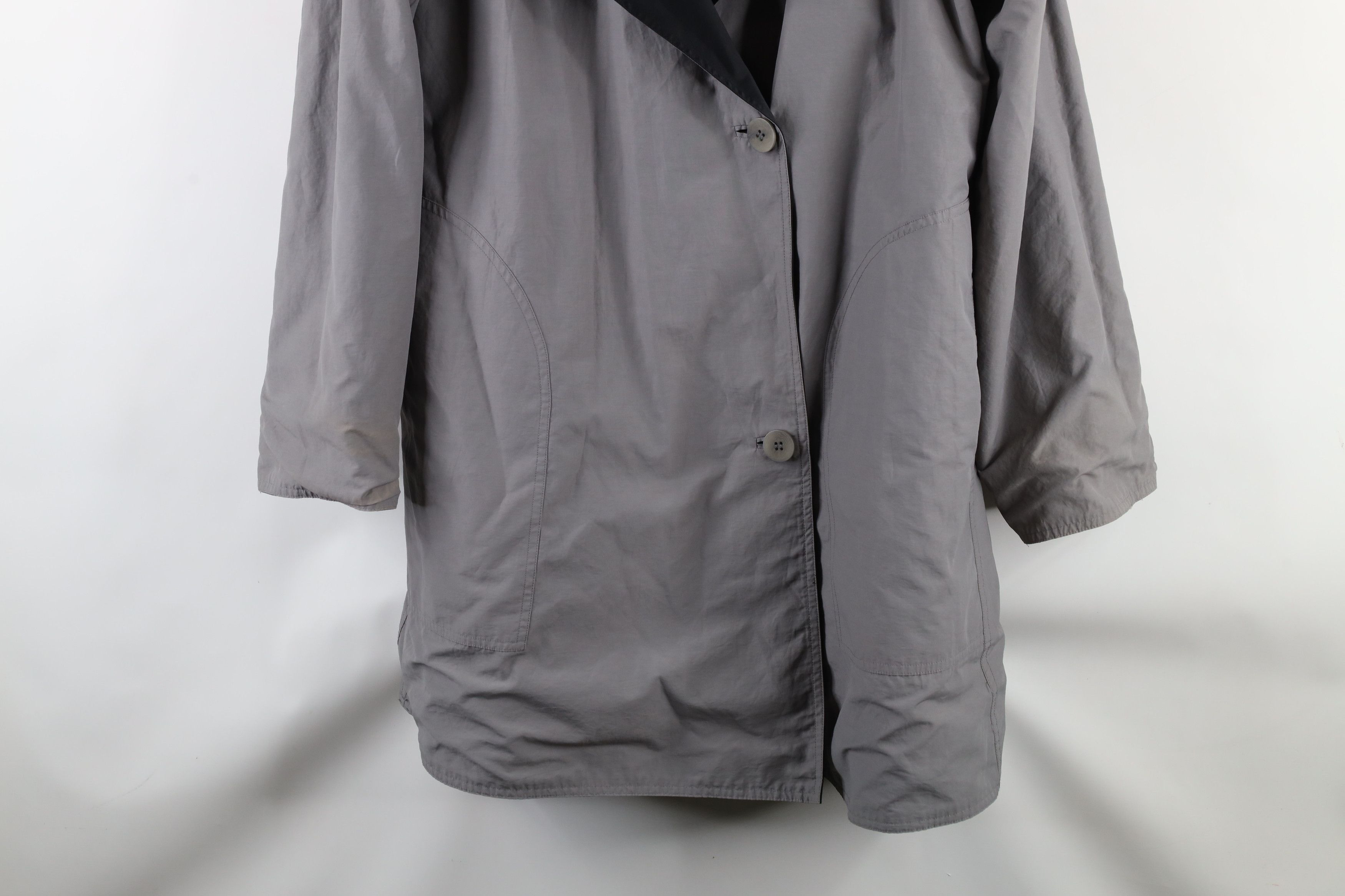 Eileen Fisher × Vintage Eileen Fisher Reversible Button Hooded Jacket Black Gray Size S / US 4 / IT 40 - 14 Thumbnail