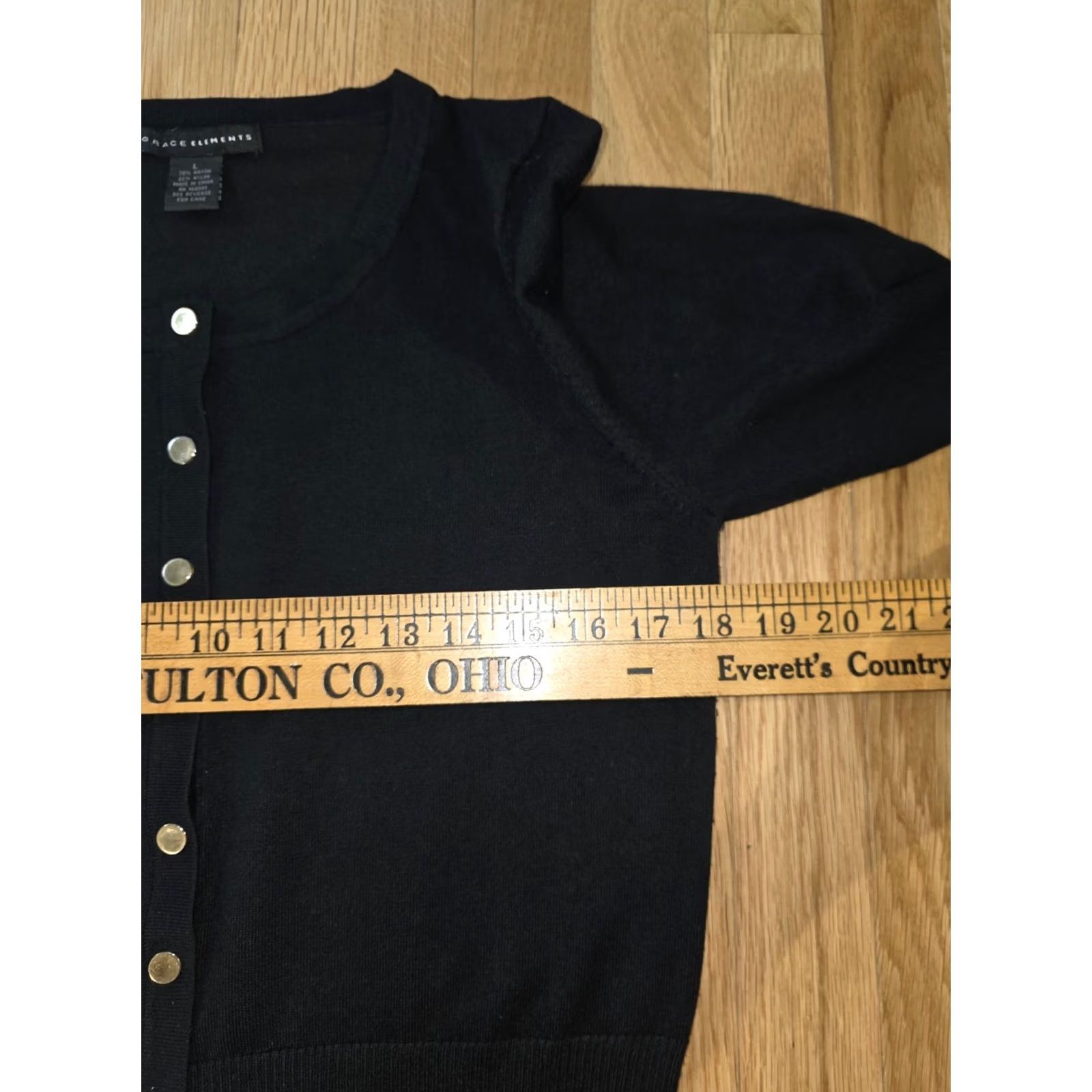 Vintage Grace Elements Black Button-Down Cardigan Sweater Women L Black Cardigan Womens Large Button Long Sl Size L / US 10 / IT 46 - 6 Thumbnail