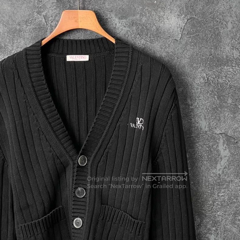 Valentino Valentino Black cotton knitted cardigan Size S / US 4 / IT 40 - 6 Thumbnail