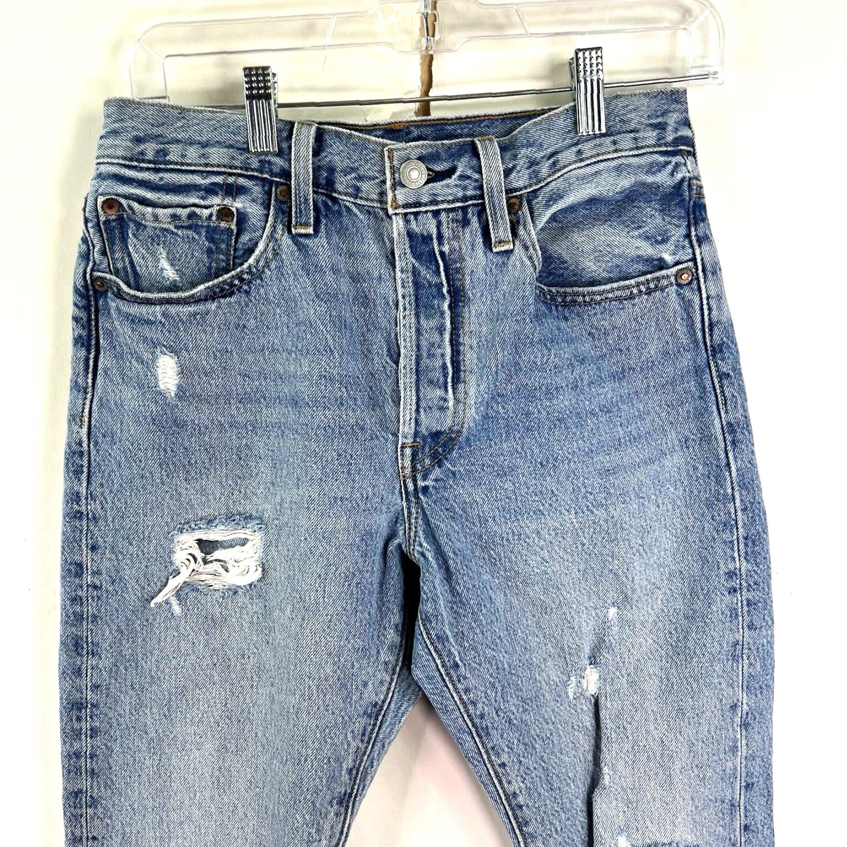 Levi's Vintage Levi's 501 Jeans Men's Size 27 Blue Distressed Button Fly 80s 90s Straight Fit Size US 27 - 2 Thumbnail