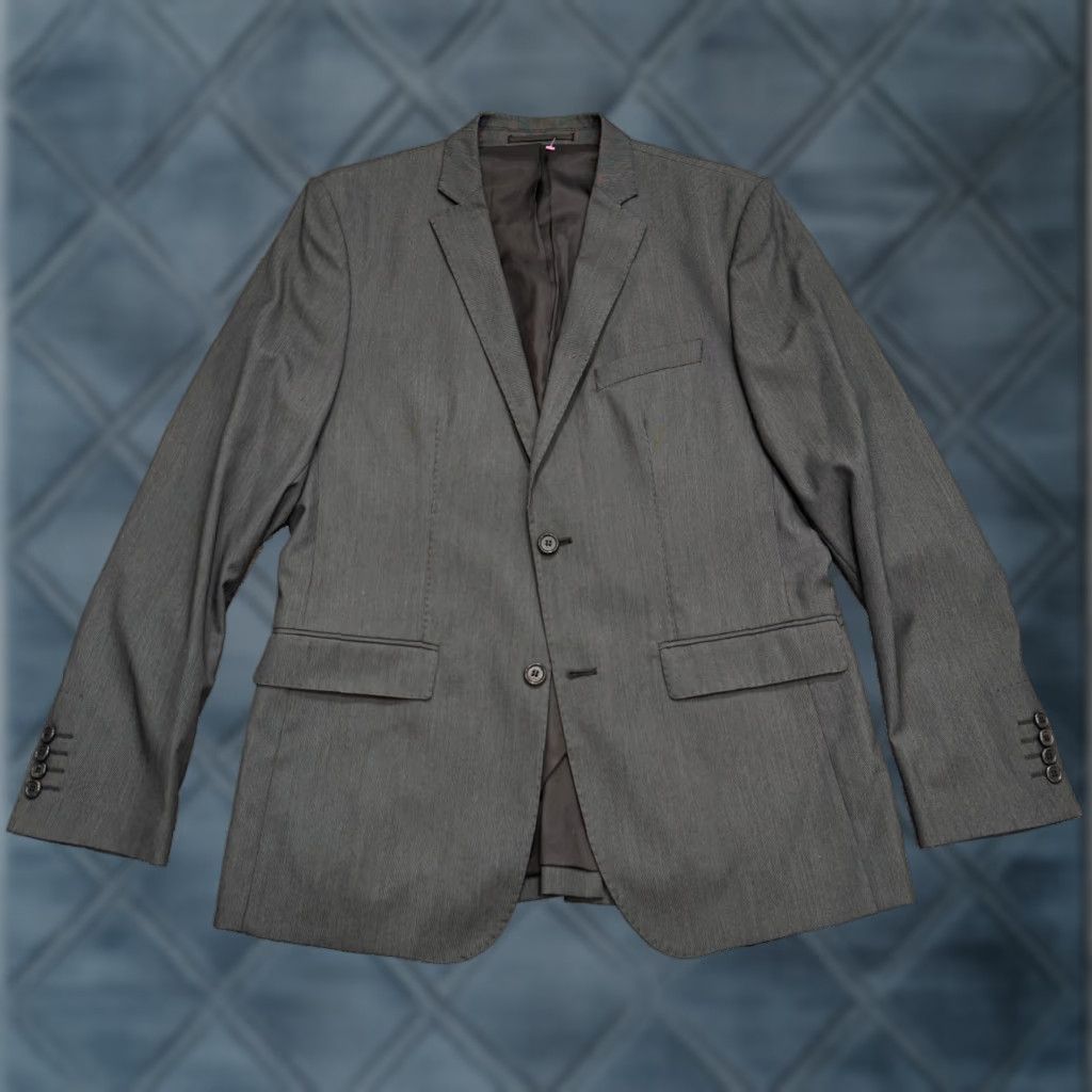 Zara Blazer 40 Gray Mens Sport Coat 2 Button Viscose Knit Jacket Casual Comfort Regular Fit Polyester