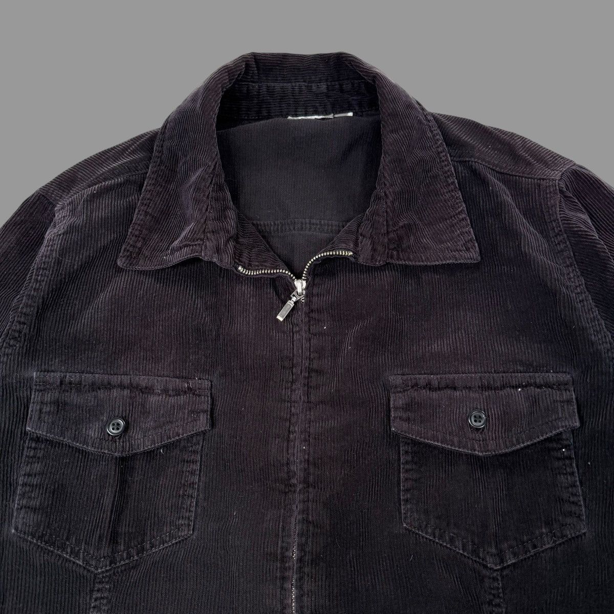 Vintage Vintage blank black corduroy zip up jacket Size US L / EU 52-54 / 3 - 3 Thumbnail