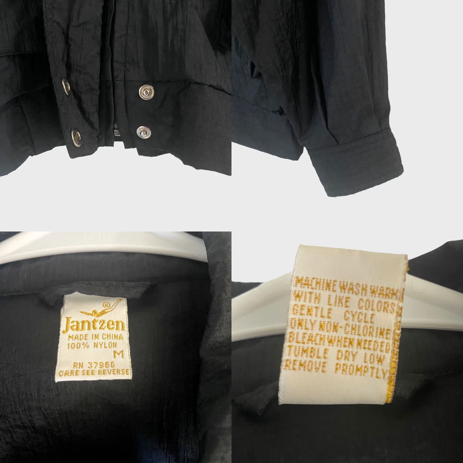 Jantzen VINTAGE Jantzen Windbreaker Jacket Snap Full Zip Black Womens Medium M Nylon Size M / US 6-8 / IT 42-44 - 8 Thumbnail