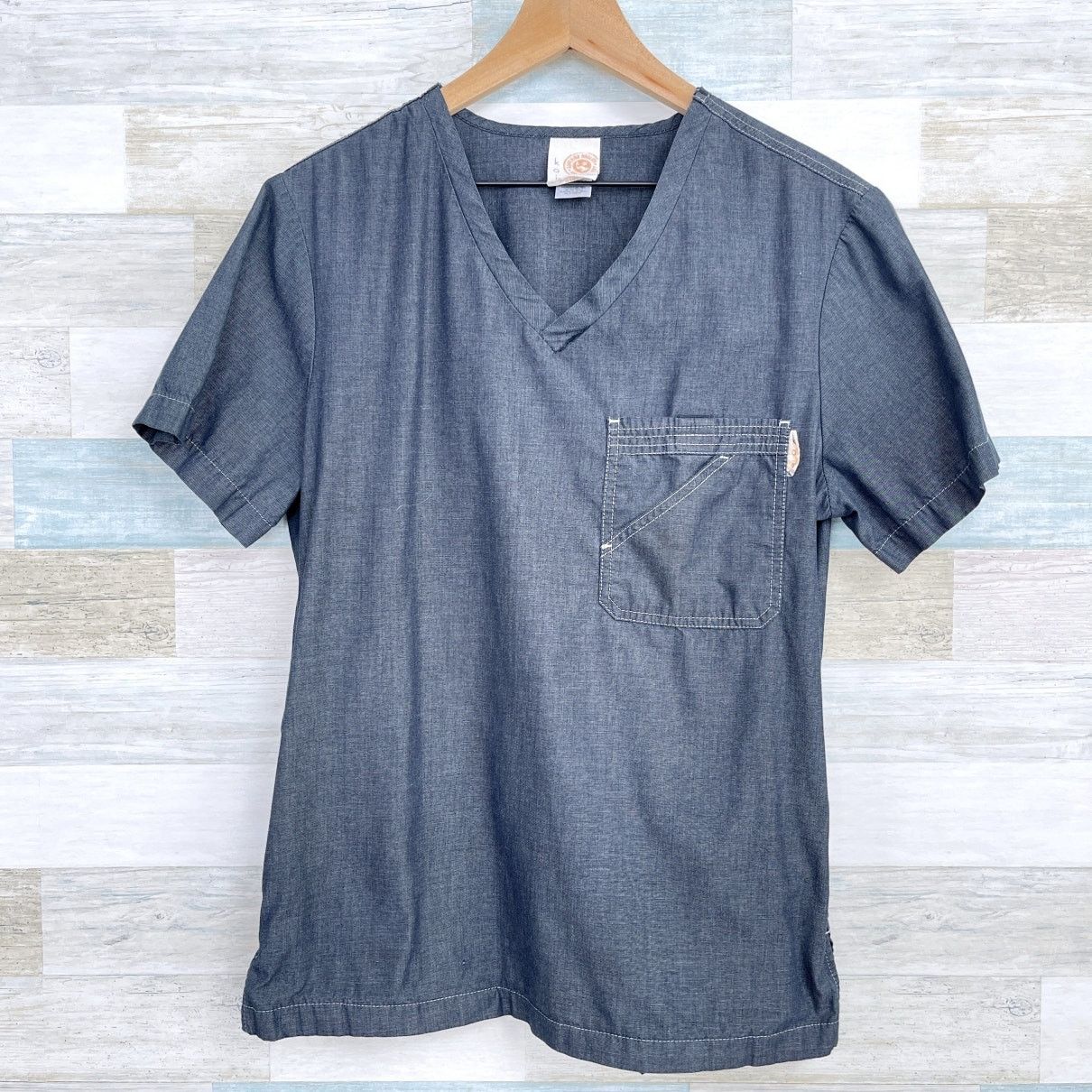 Other Koi Chambray V Neck Scrub Top Gray Womens Small Size S / US 4 / IT 40 - 1 Thumbnail