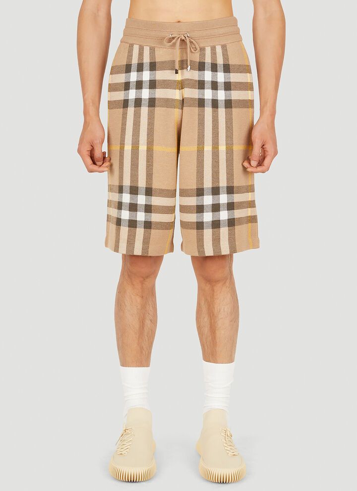 Burberry o1w1db10824 Check Track Shorts in Beige Size US 28 / EU 44 - 2 Thumbnail