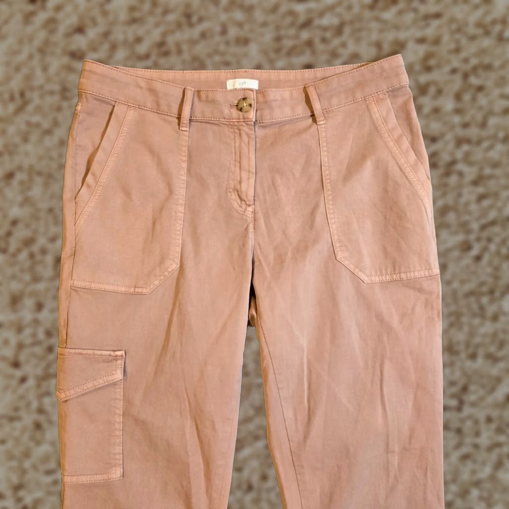 J. Jill J. Jill Pants Women 12P Pink Cargo Tapered Cropped Flap Pockets Casual Knit Cotton Spandex Size 34" / US 12 / IT 48 - 1 Thumbnail
