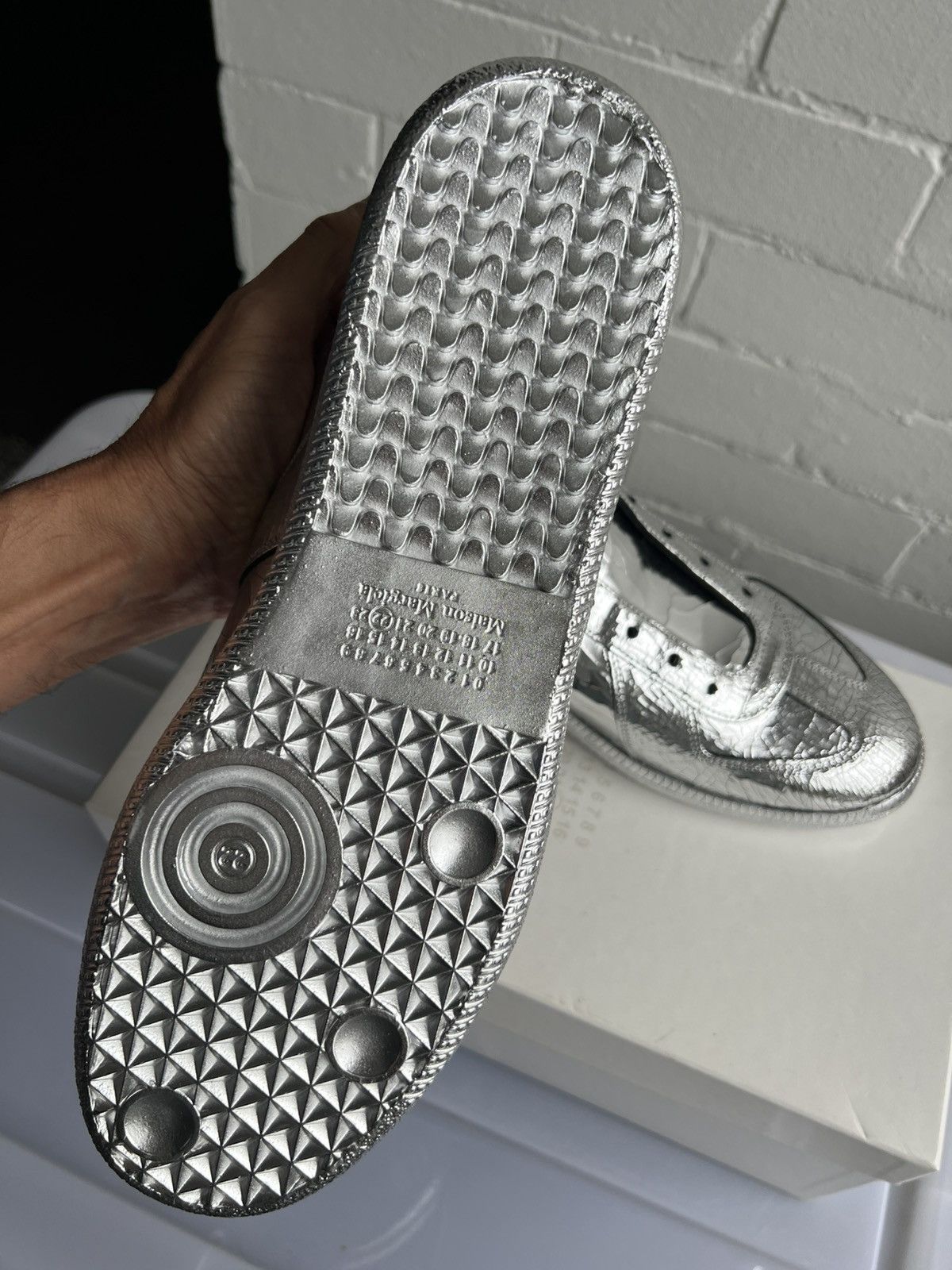 Maison Margiela Maidon margiela silver cracked replica sneaker Size US 12.5 / EU 45-46 - 7 Thumbnail