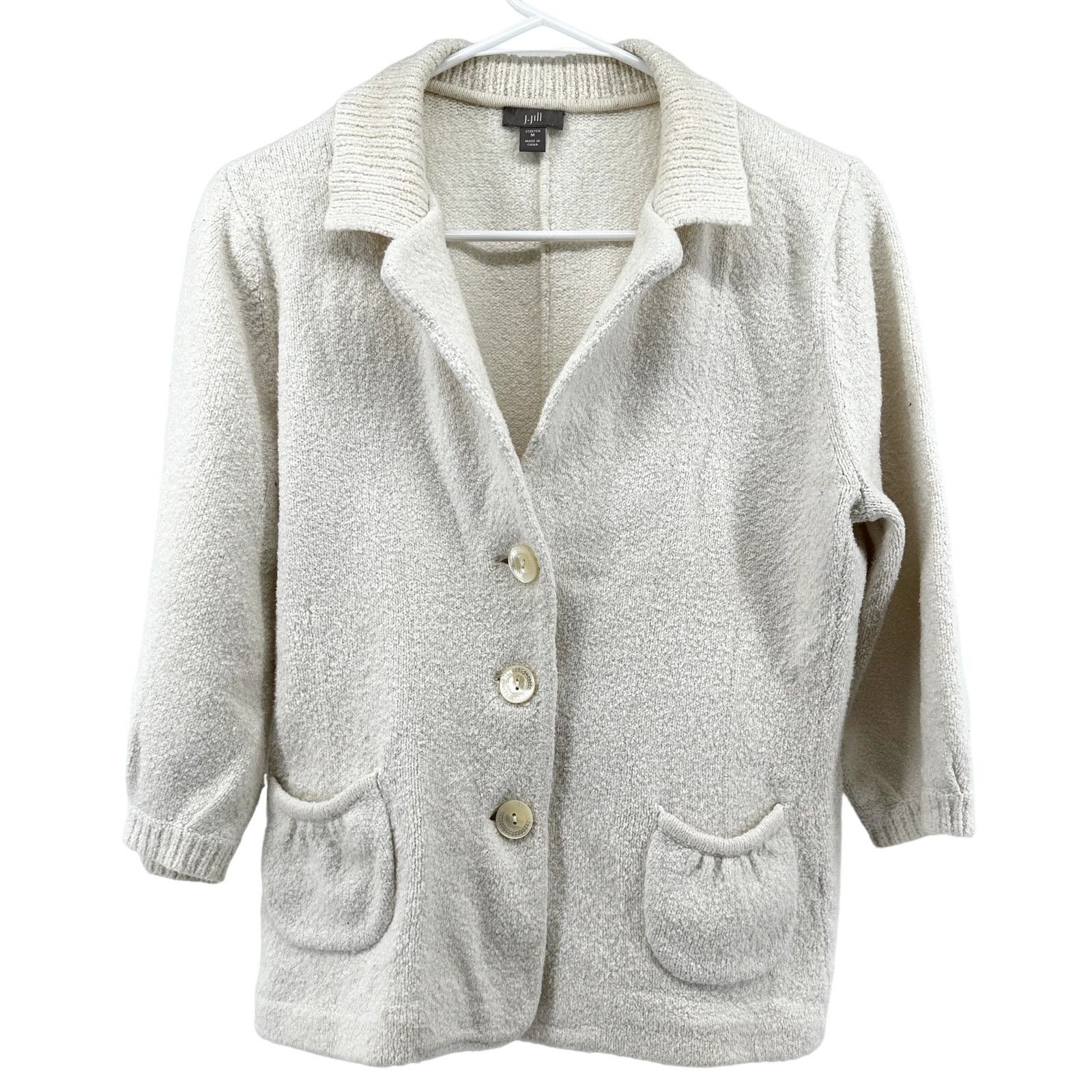 J. Jill J. Jill Button Down Cardigan 3/4 Sleeve Pockets Stretch M Size M / US 6-8 / IT 42-44 - 1 Thumbnail