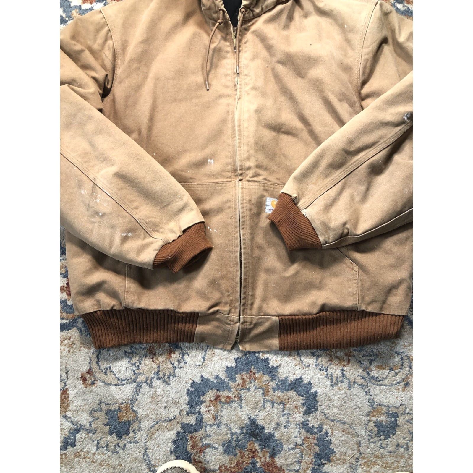 Carhartt VINTAGE Carhartt Jacket 2XL Brown Hooded Canvas Workwear Mens Bomber 90s USA Logo Zipper Size US XXL / EU 58 / 5 - 5 Thumbnail