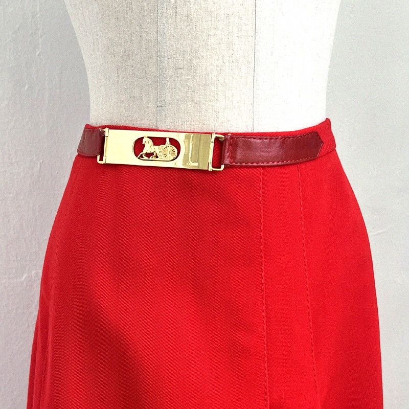 Celine Celine Vintage Carriage Buckle Belt Red Skirt Size 27" / US 4 / IT 40 - 1 Thumbnail