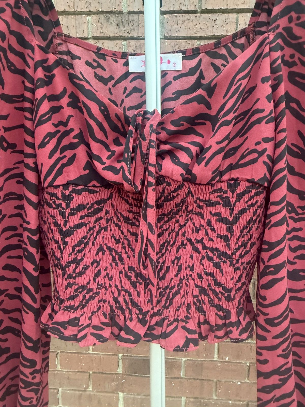 BuddyLove Buddy Love Cropped Top Shirt Zebra Stripe Shirred Puff Size S / US 4 / IT 40 - 2 Thumbnail