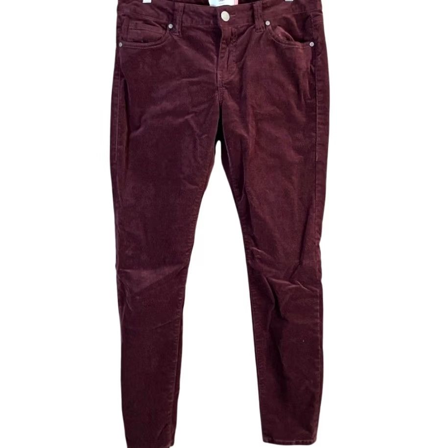 Vintage CAbi Womens Jeans Burgundy Corduroy Mid Rise Skinny Cotton Blend Stretch 8 Size 24" / US 00 / IT 34 - 2 Thumbnail