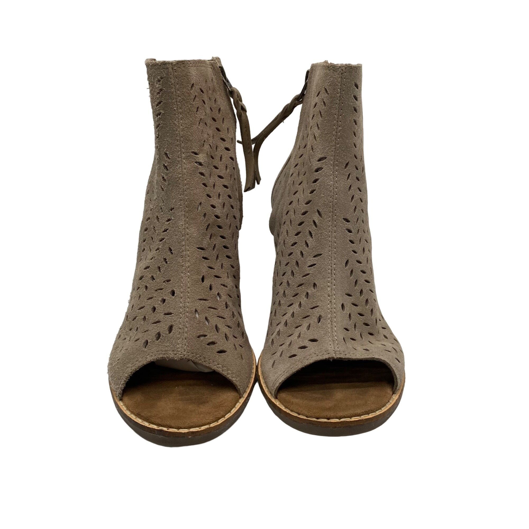 Toms Toms Desert Taupe Suede Majorca Heeled Peep toe ankle Boot W Size US 8 / IT 38 - 3 Thumbnail