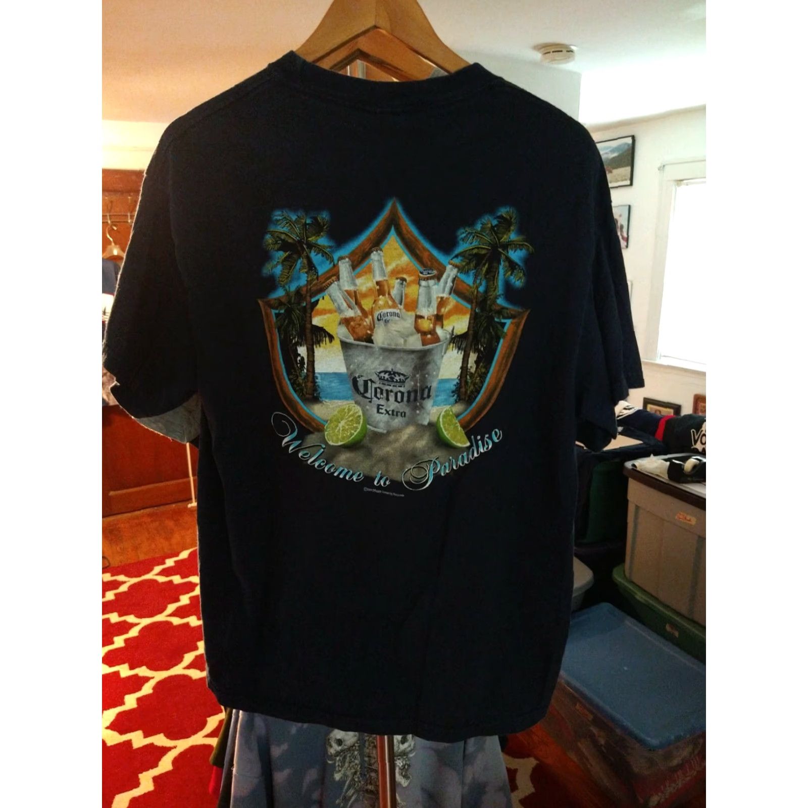 Paradise VINTAGE Tennessee River Corona Extra Welcome To Paradise On Tennessee River L T-Shirt Men Blues Short Sleeve Cotton 100% Size US L / EU 52-54 / 3 - 3 Thumbnail