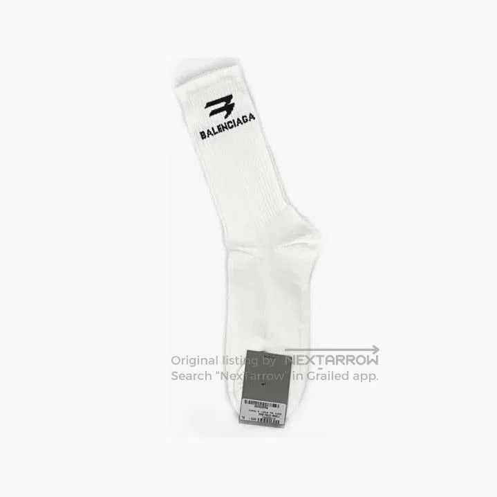 Balenciaga Balenciaga White Logo Knit Ankle Socks. Size ONE SIZE - 3 Thumbnail