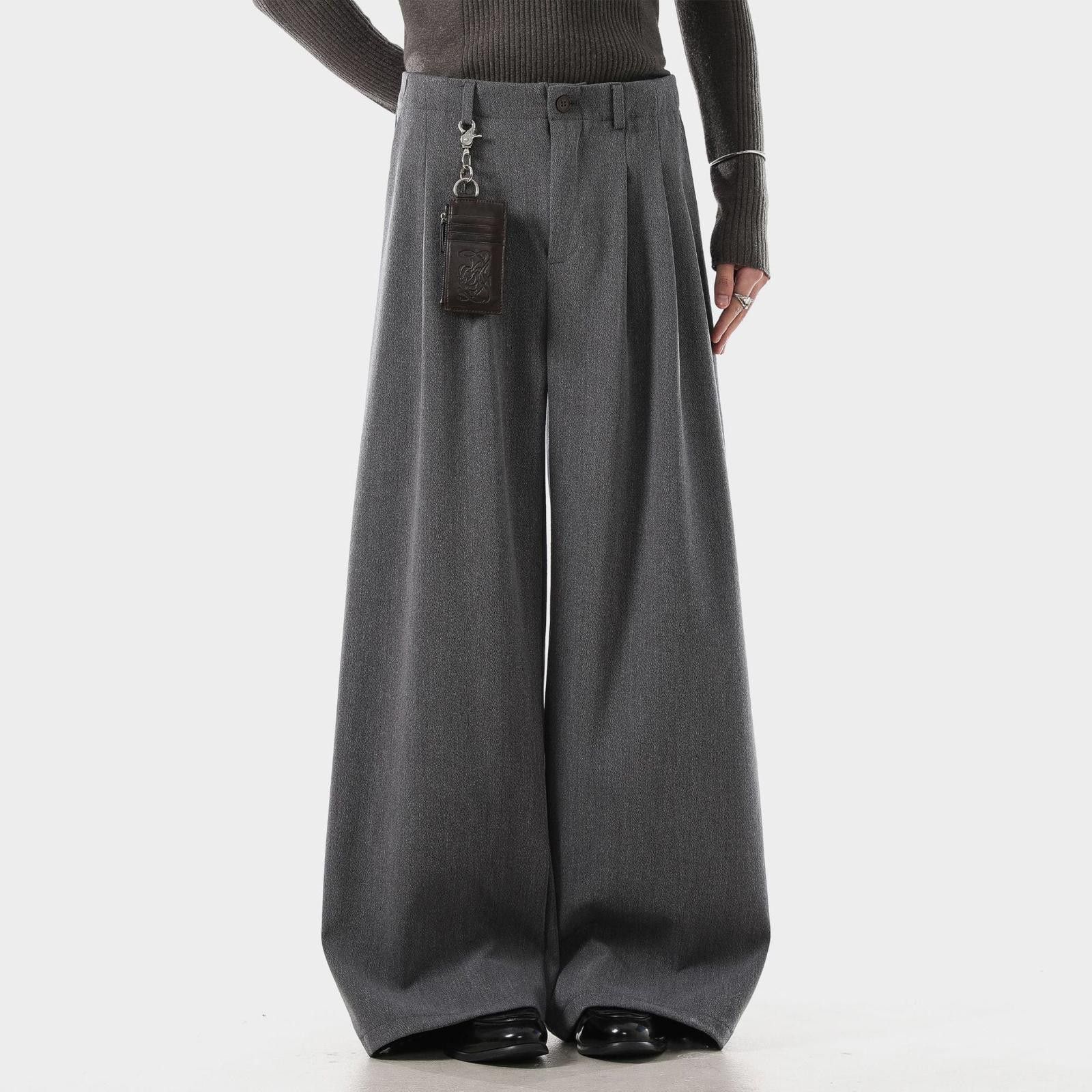 Japanese Brand Gray Wide Leg Pants, Loose Fit Trousers Size US 32 / EU 48 - 6 Thumbnail