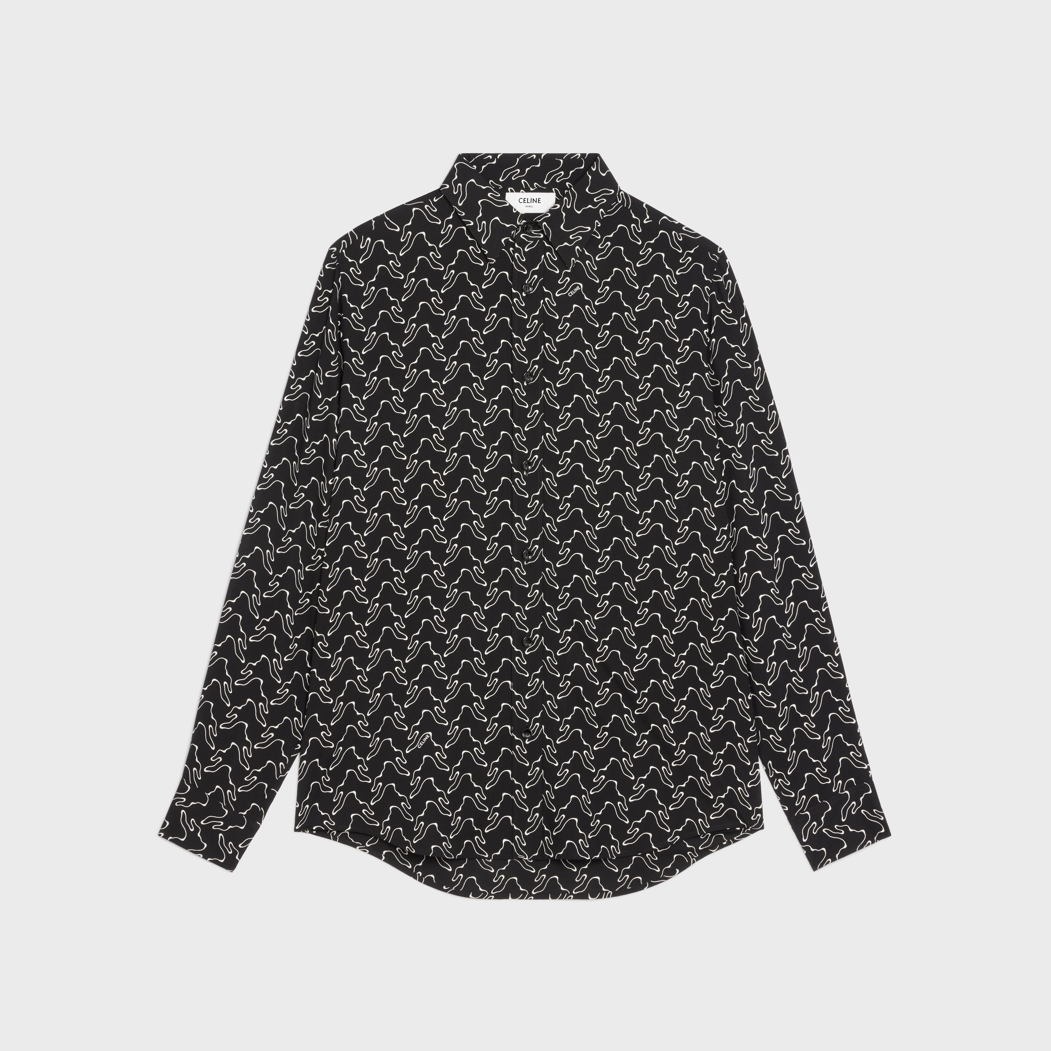 Celine o1w1db10724 Losse Shirt in Printed Viscose in Black/White Size US XXS / EU 40 - 1 Thumbnail