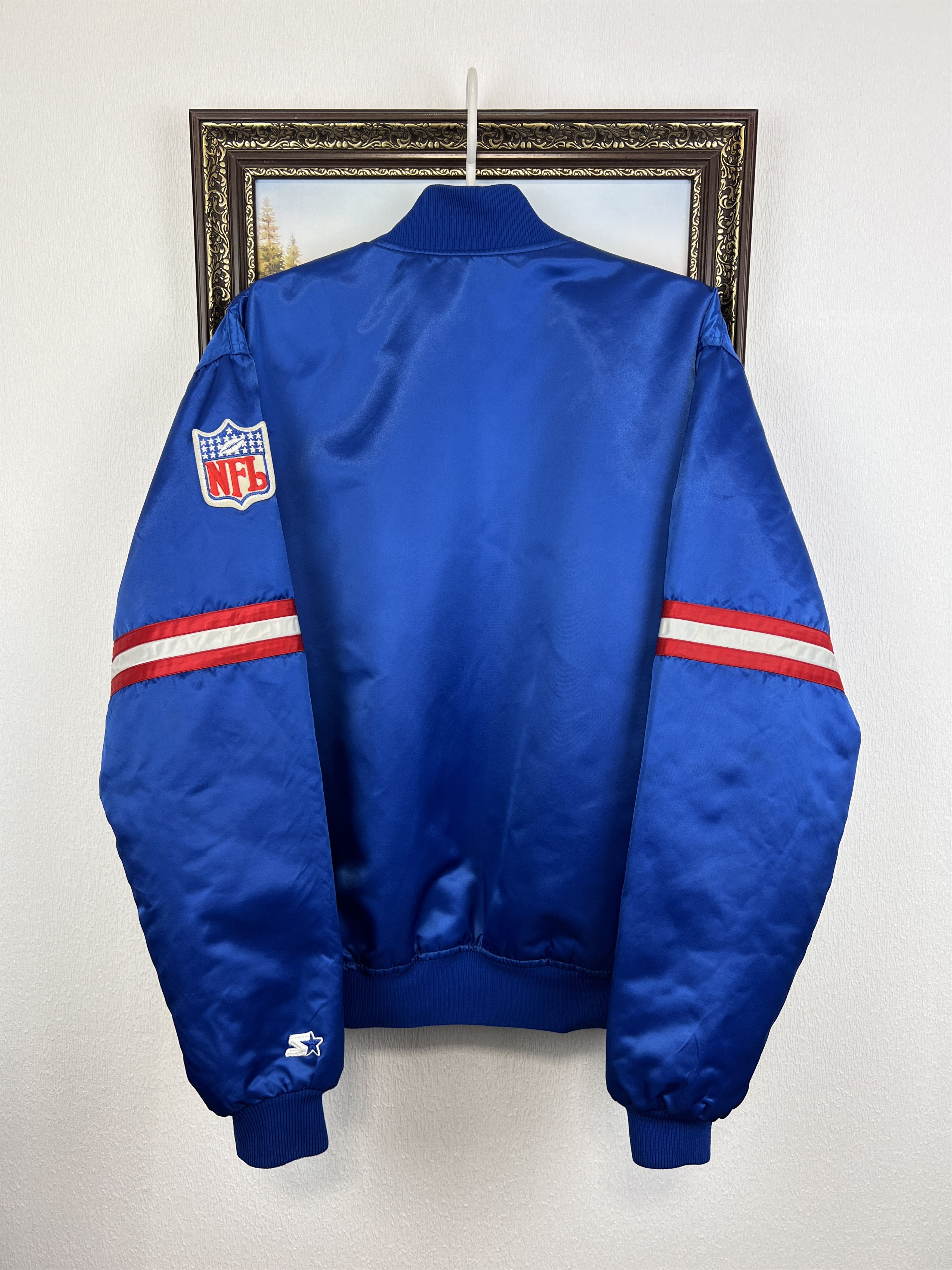 Starter Vintage 90's Starter New York Giants NFL Satin Bomber Jacket Size US XL / EU 56 / 4 - 10 Thumbnail