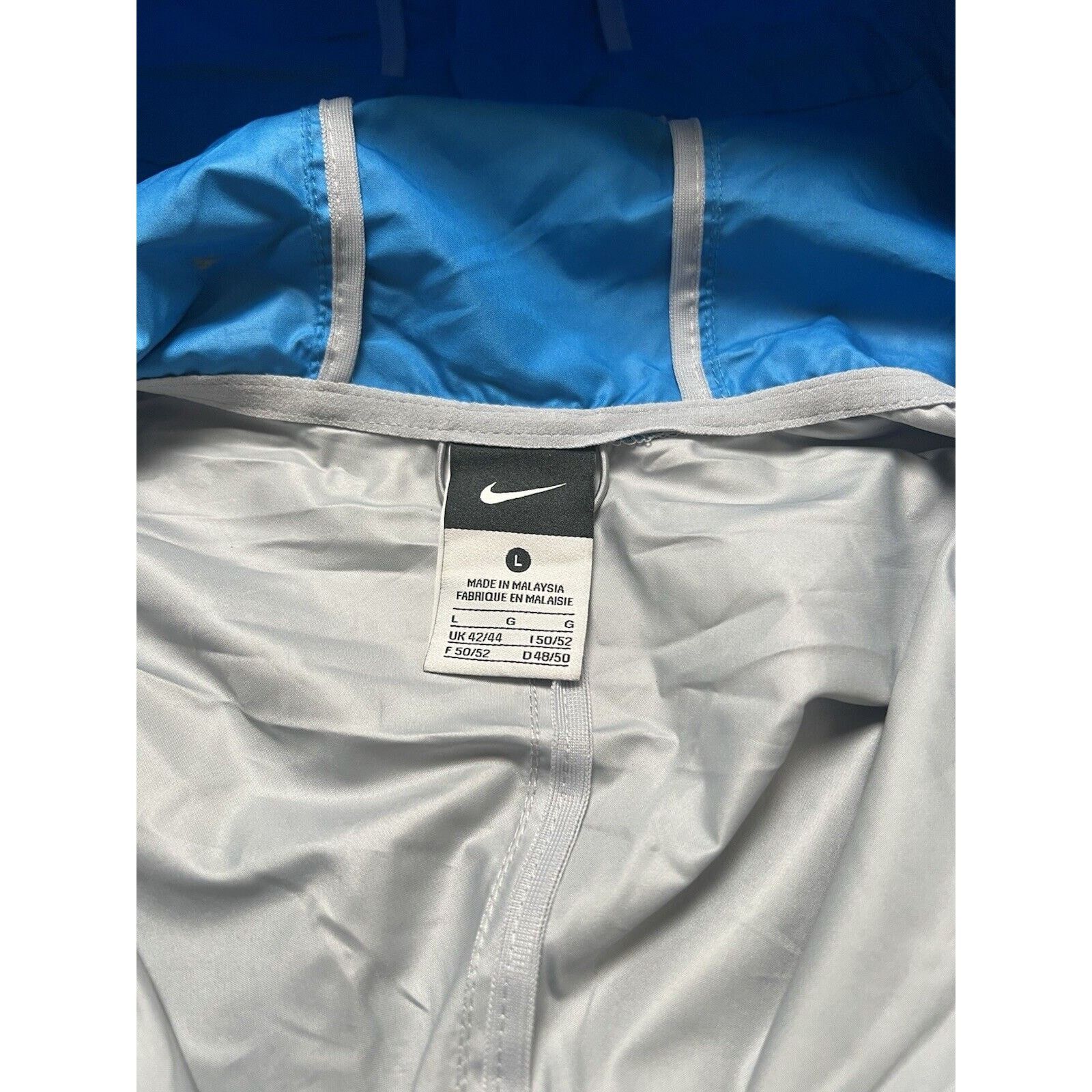 Nike 2010 Gray Nike Nylon Running Jacket Blue Hood Reflective Size US L / EU 52-54 / 3 - 7 Thumbnail