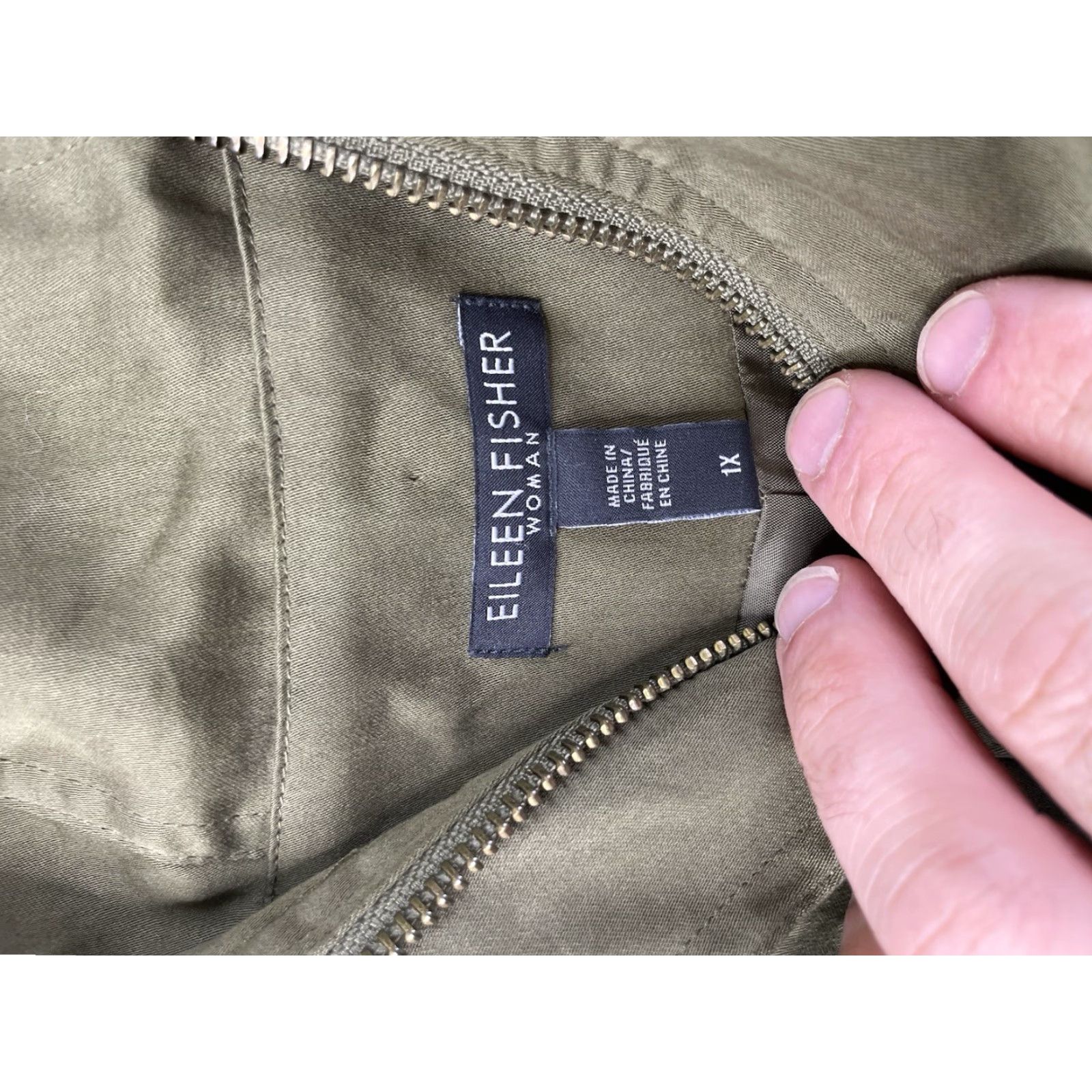 Eileen Fisher VINTAGE Eileen Fisher Polished Tencel Olive Hooded Anorak Jacket Womens 1X Plus Size XL / US 12-14 / IT 48-50 - 3 Thumbnail