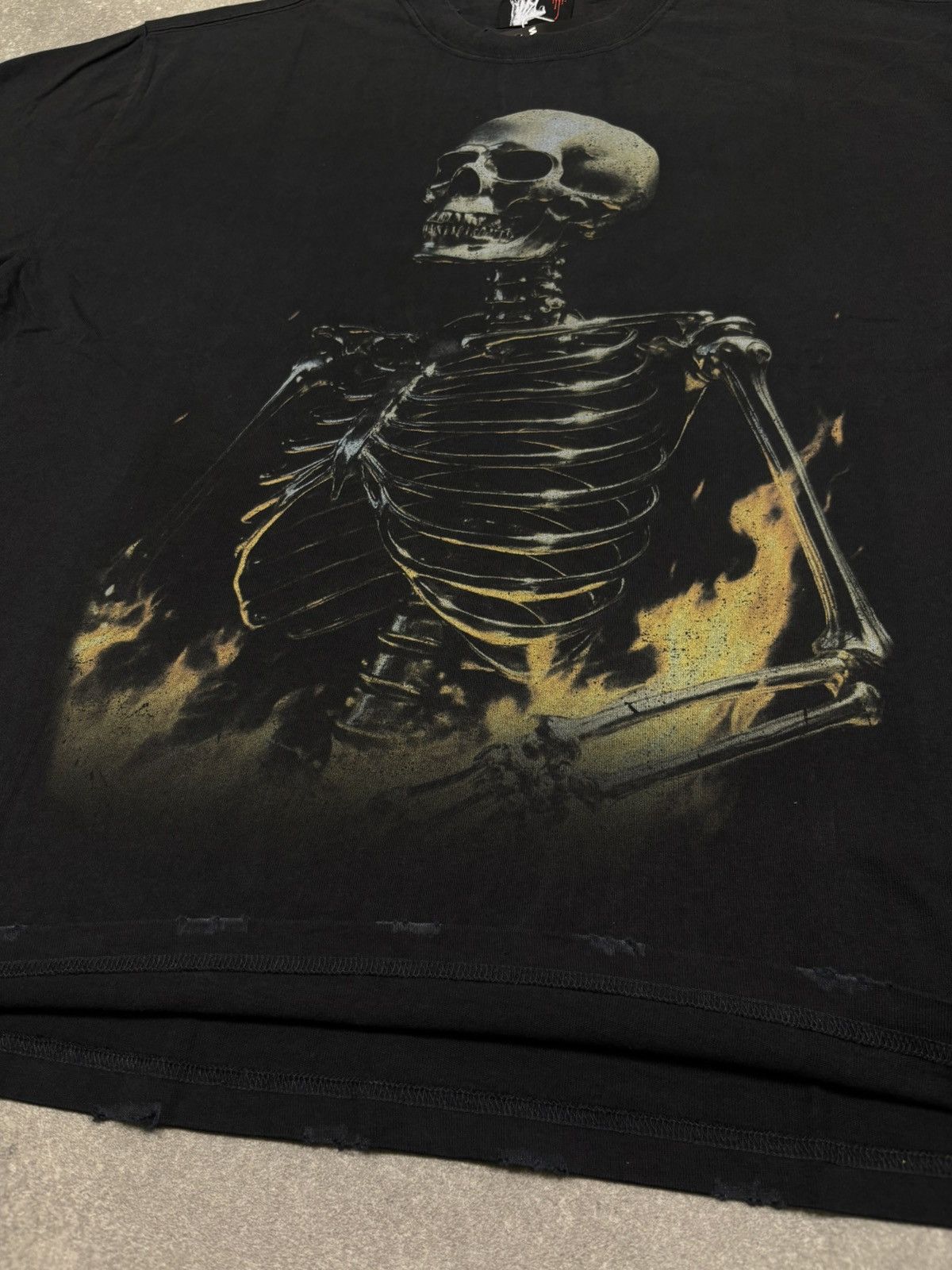 Vintage Warman Skeleton on Fire Graphic T-Shirt, Black Size US L / EU 52-54 / 3 - 5 Thumbnail