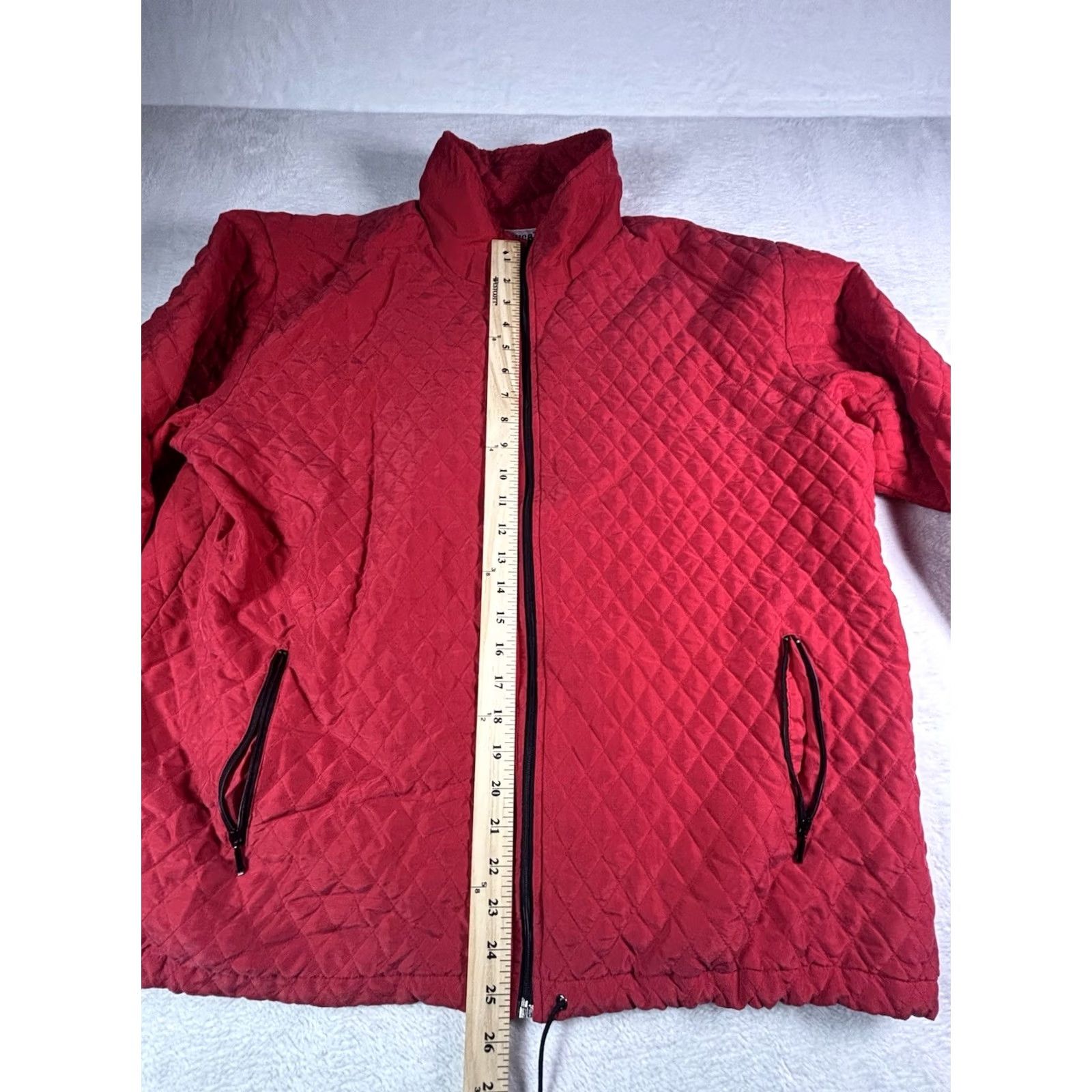 Vintage Chicos Design Jacket Silk Quilted Red Zip Pocket Womens Size 3 US Regular Short Jacket Size XS / US 0-2 / IT 36-38 - 3 Thumbnail