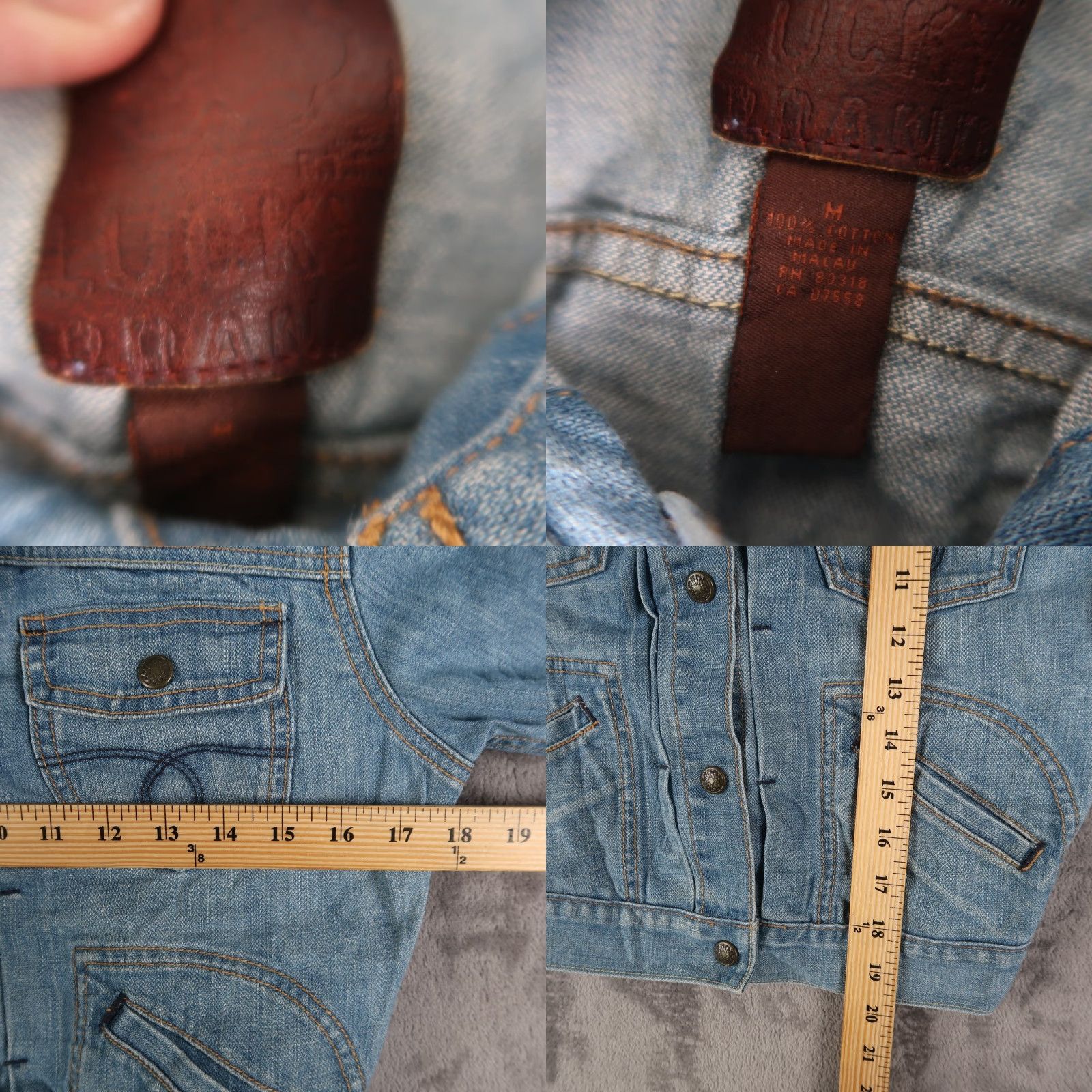 Lucky Brand VINTAGE Lucky Brand Denim Jacket Trucker Pleated Button - Womens - Size M - Blue - Regular Fit Size M / US 6-8 / IT 42-44 - 8 Thumbnail