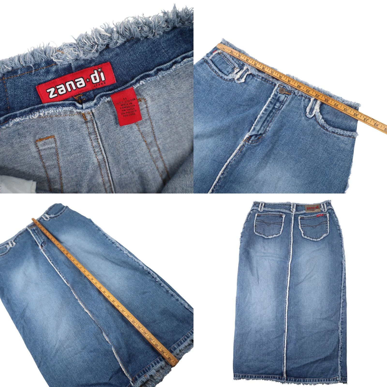 Denime VINTAGE Y2K Zana Di Denim Frayed Edge Maxi Skirt Blue Womens 11 Skirt Maxi Body Size 32" / US 10 / IT 46 - 8 Thumbnail