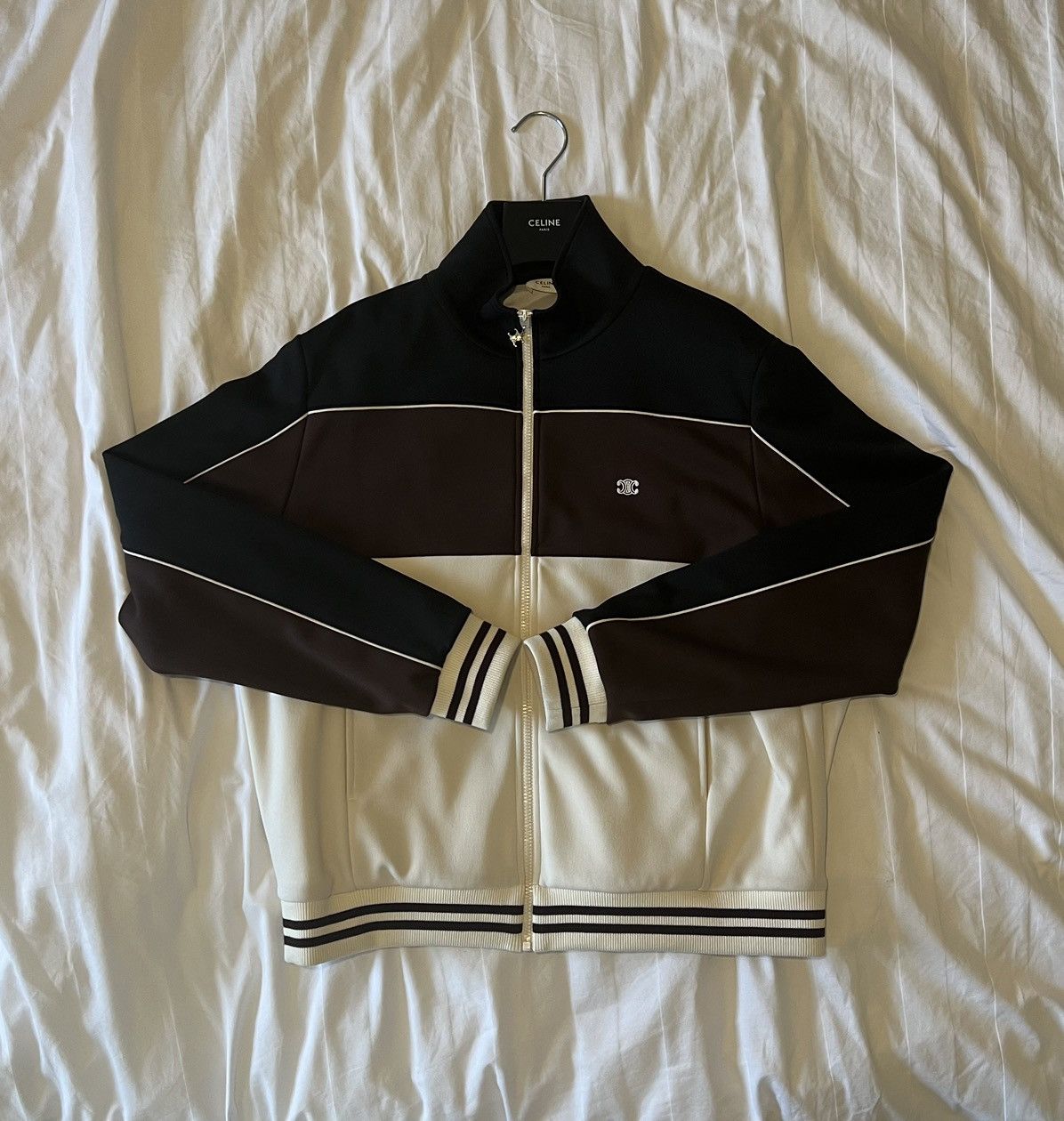 image of Celine Triomphe Track Jacket in Brown, Men's (Size XL)