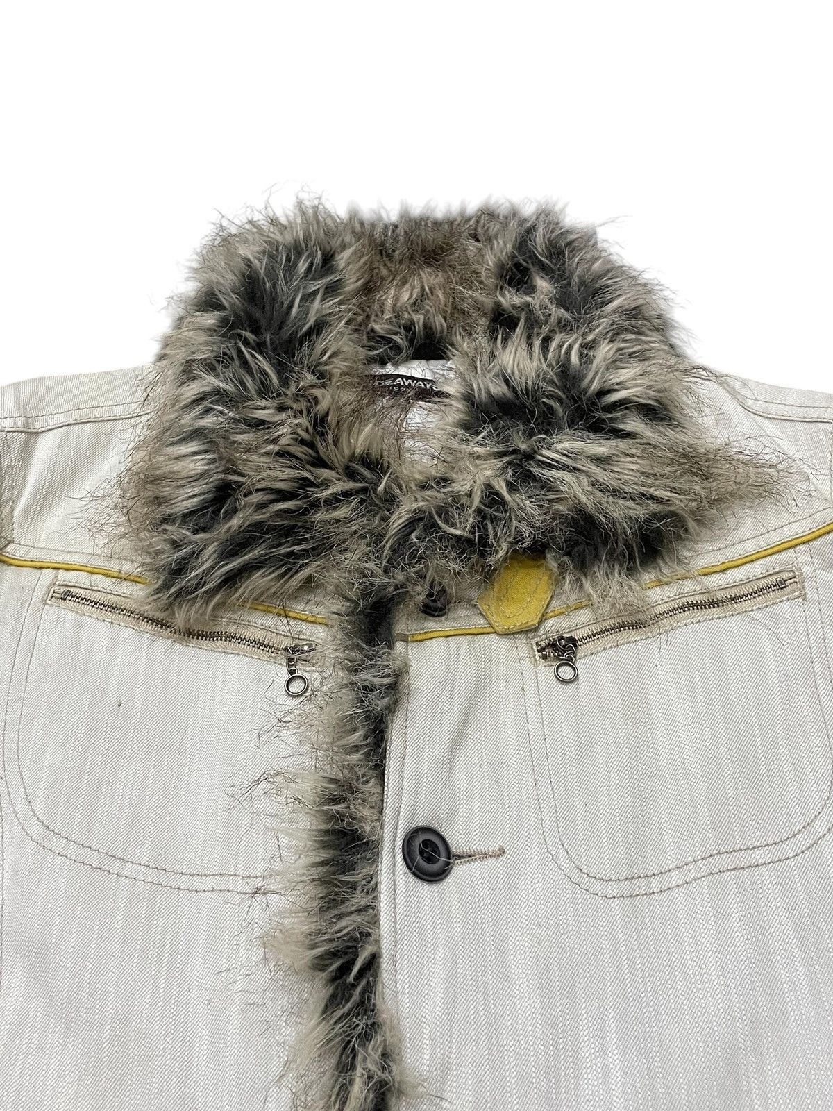 If Six Was Nine × Le Grande Bleu (L.G.B.) × Vintage Hideaways Japan Cyber Grunge Fur Afghan Denim Coat Jacket Size US M / EU 48-50 / 2 - 8 Thumbnail
