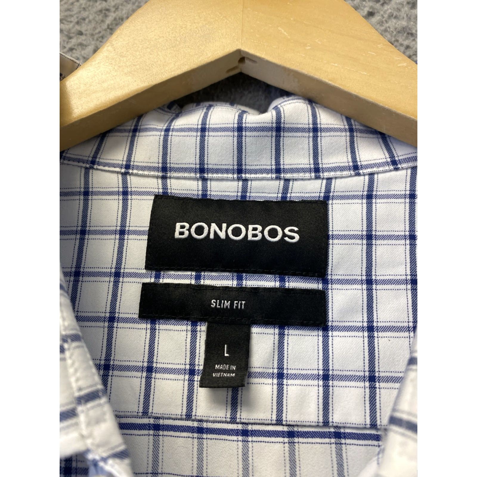Bonobos Bonobos Button Shirt Men’s L Blue Check Slim Nylon Performance /161-23 Size US L / EU 52-54 / 3 - 3 Thumbnail