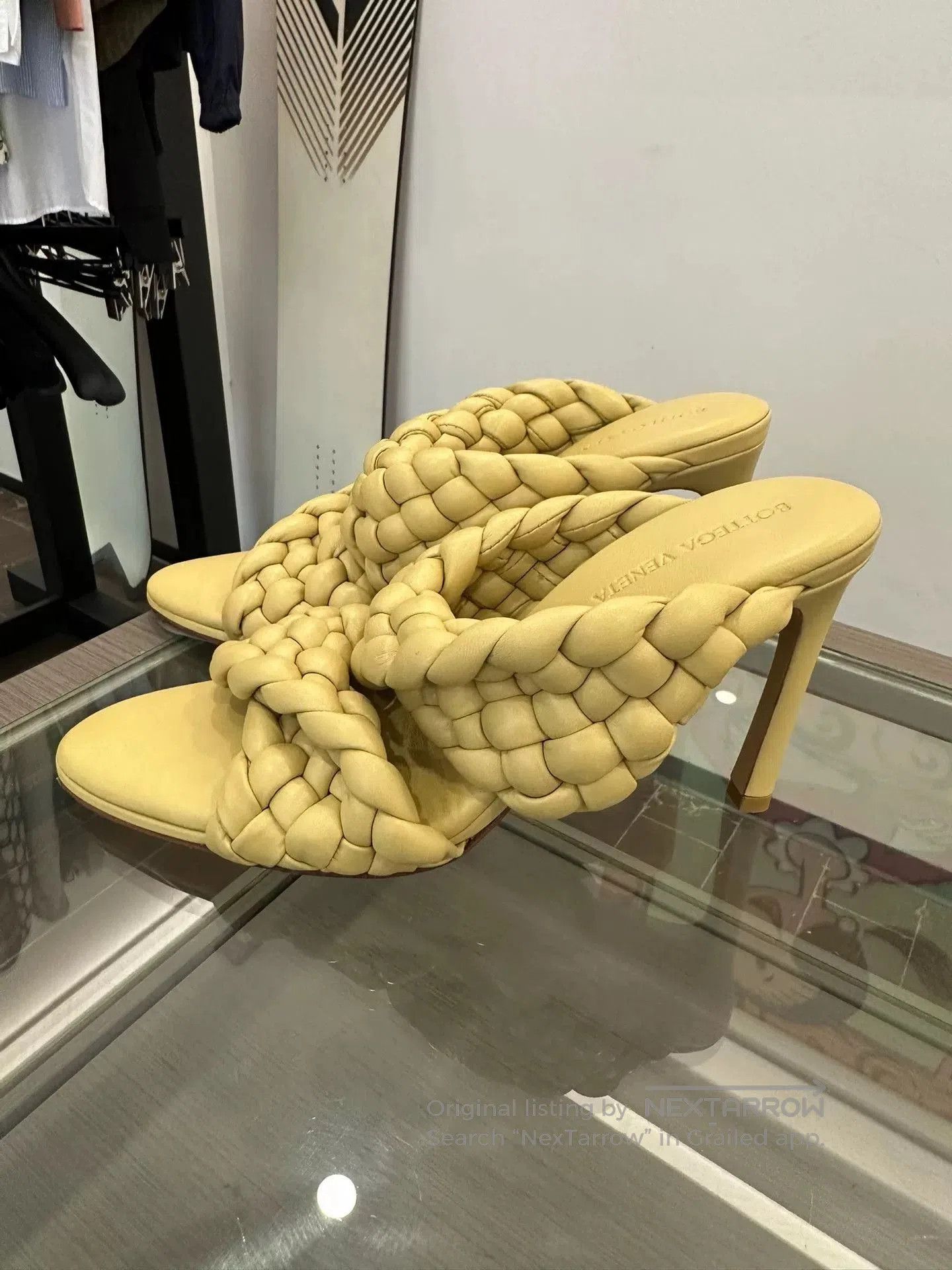 Bottega Veneta BV Yellow Braided High-Heel Slippers. Size US 6 / IT 36 - 4 Thumbnail
